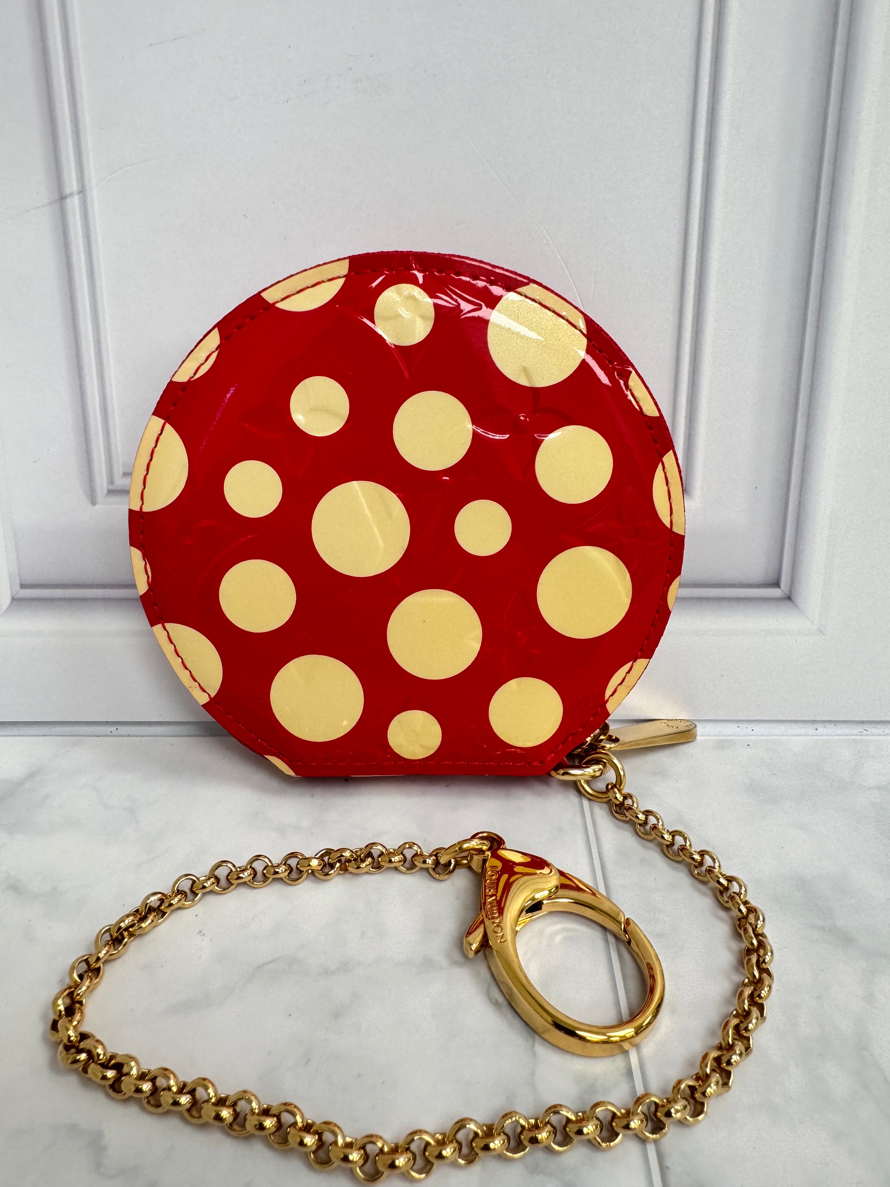 Louis Vuitton Red And White Monogram Vernis Dots Infinity Coin Purse