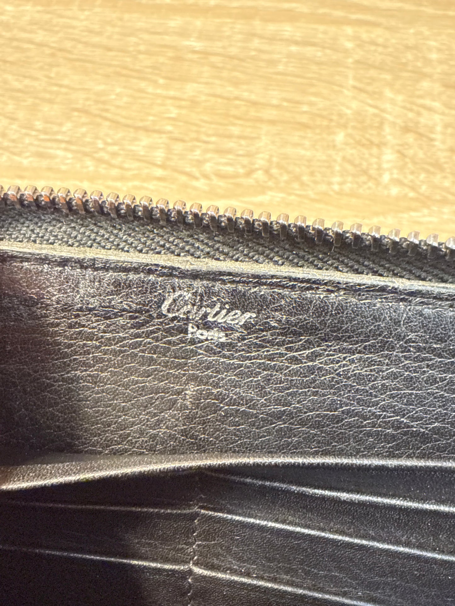 Cartier Black Leather Birthday Zippy Wallet