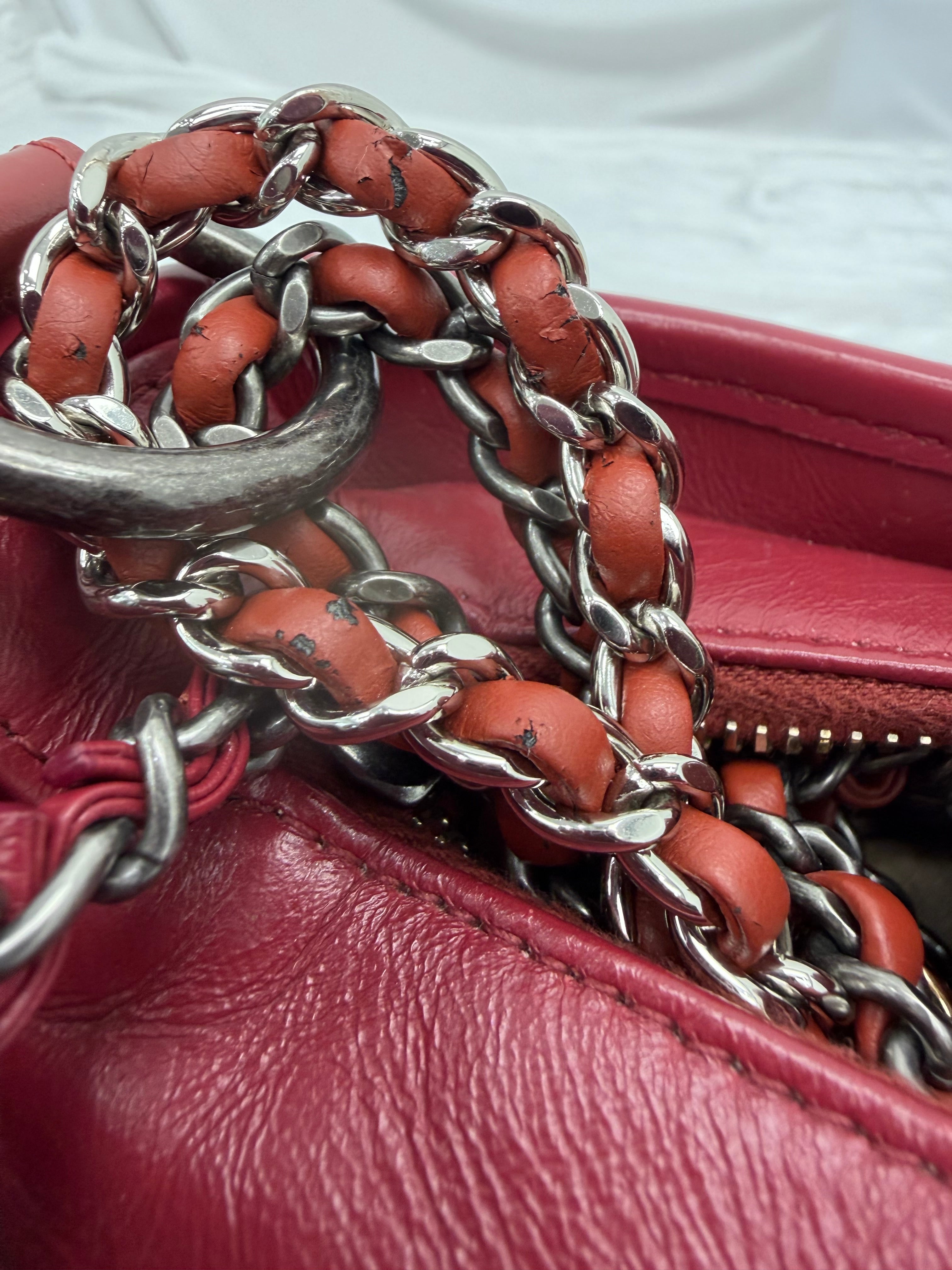 Chanel Orange Bicolor Aged Quilted Calfskin Small Gabrielle Hobo Bag