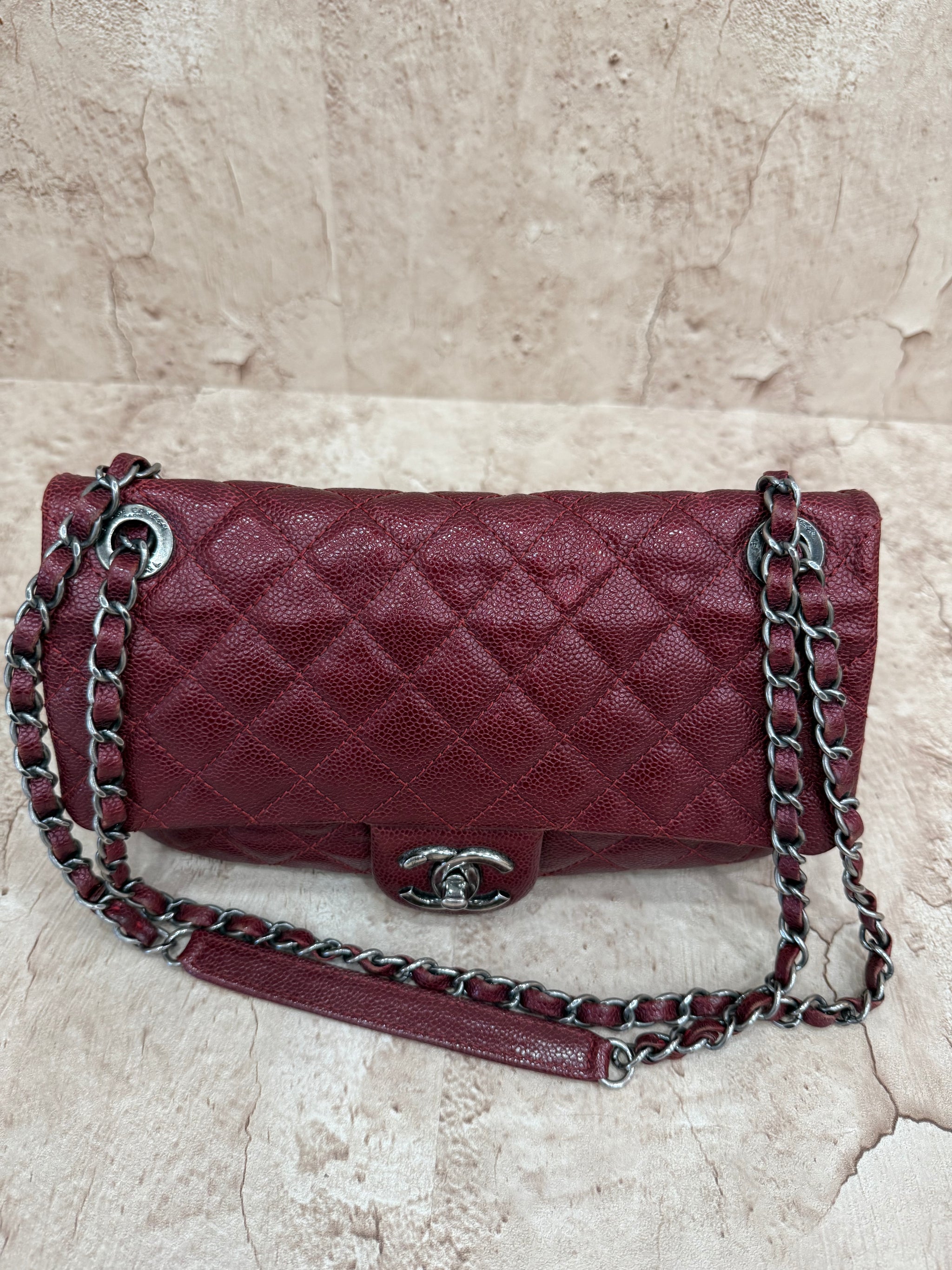 Chanel Burgundy Caviar Leather Flap Bag