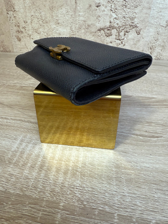 Chanel Vintage Black Caviar Trifold Compact Wallet