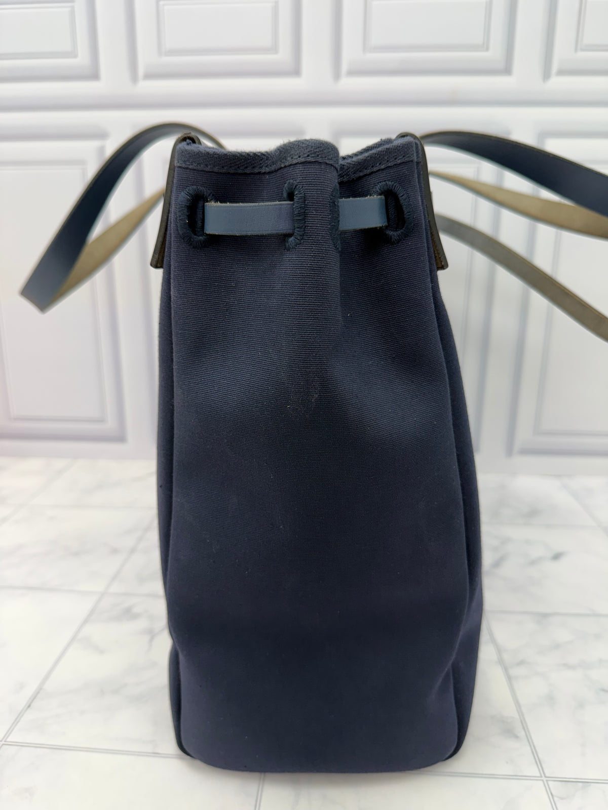 Hermes Navy Toile & Leather Herbag Cabas MM