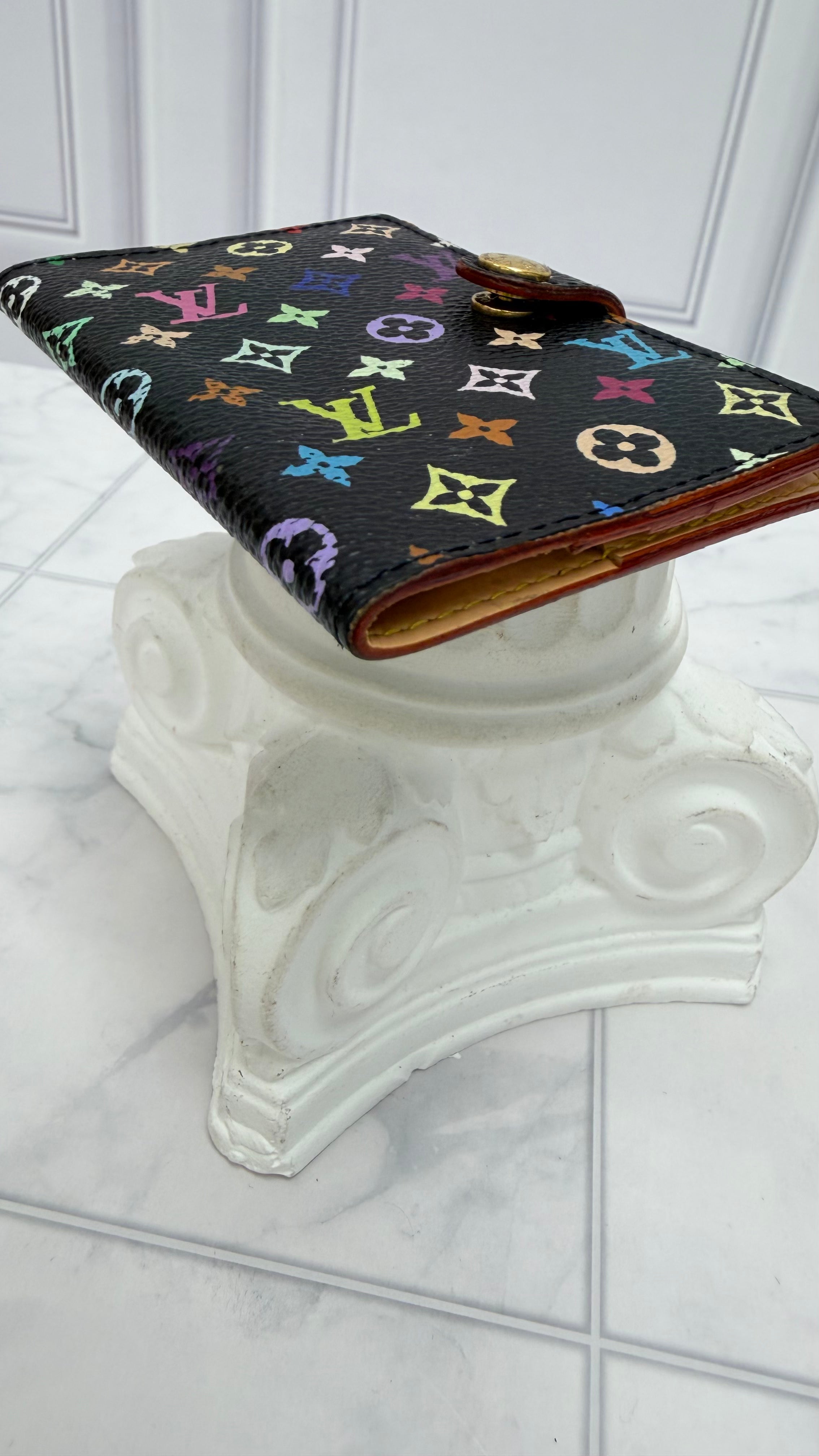 Louis Vuitton Black Multicolor Monogram Mini Agenda Card Case
