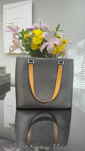 LIKE NEW - Louis Vuitton Graphite Grey Monogram Mat Stockton Tote Bag