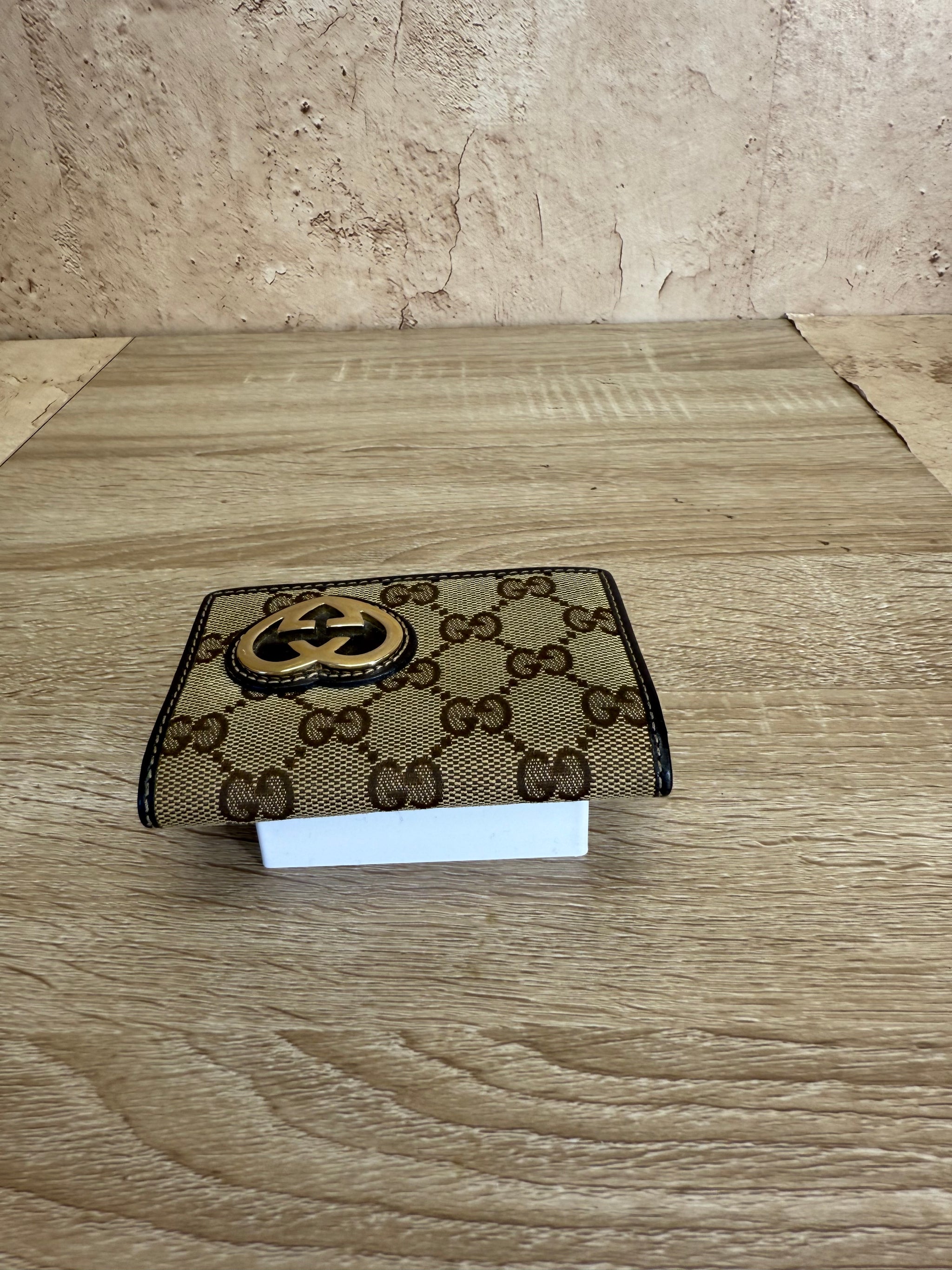 Gucci Brown GG Canvas Heart Compact Wallet