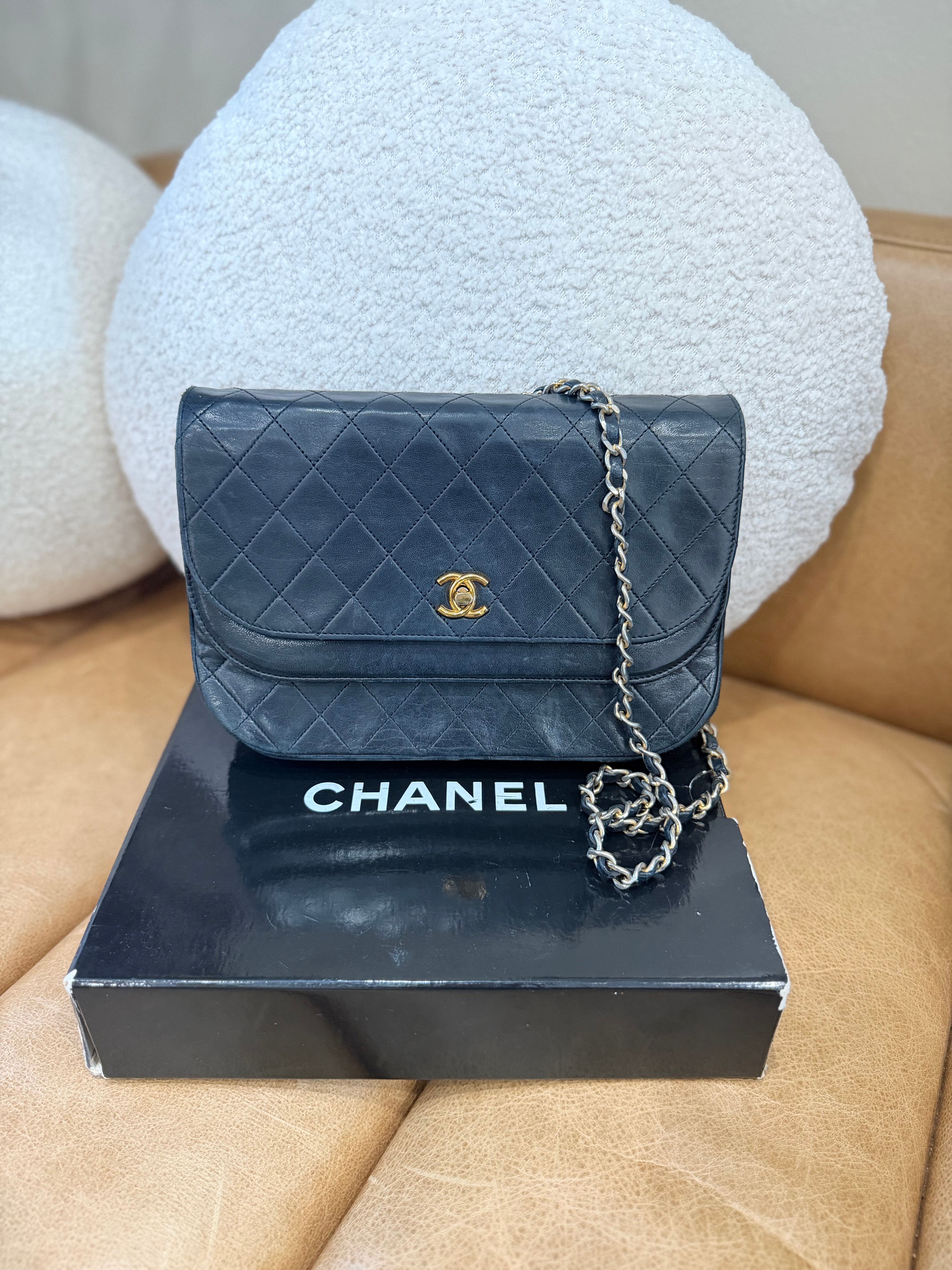Chanel Black Calfskin Double Flap Bag
