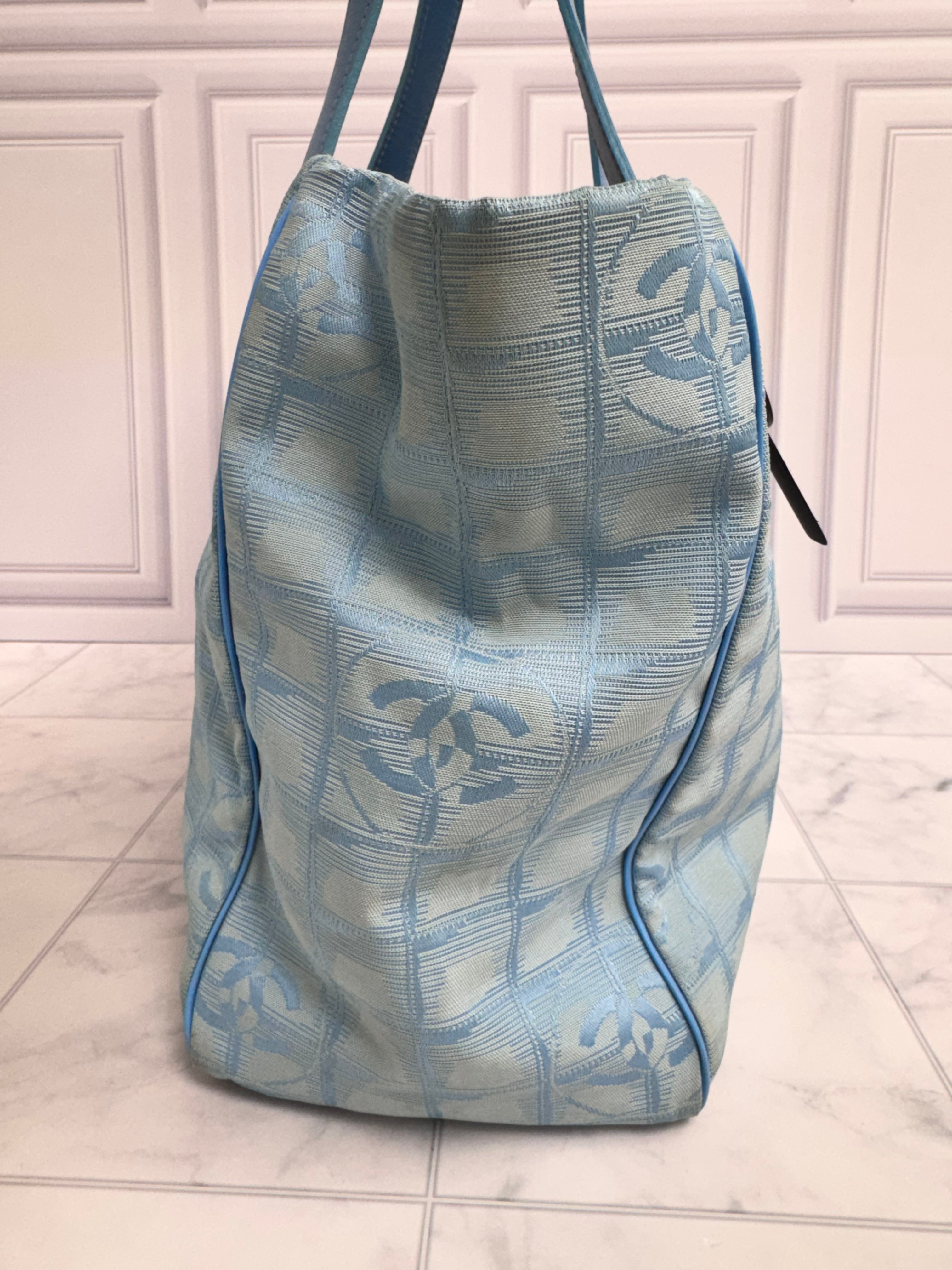 Chanel Blue Nylon Travel Line Tote Bag