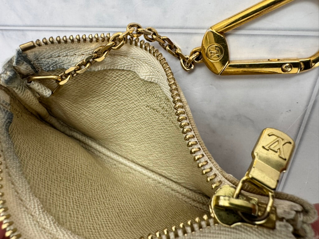 Louis Vuitton Beige Mini Lin Canvas Key Cles