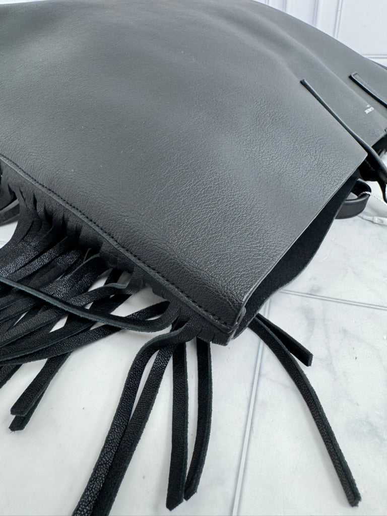 Saint Laurent YSL Black Leather Fringe Tote Bag