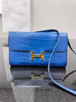 Hermes Blue Alligator Constance To Go Wallet