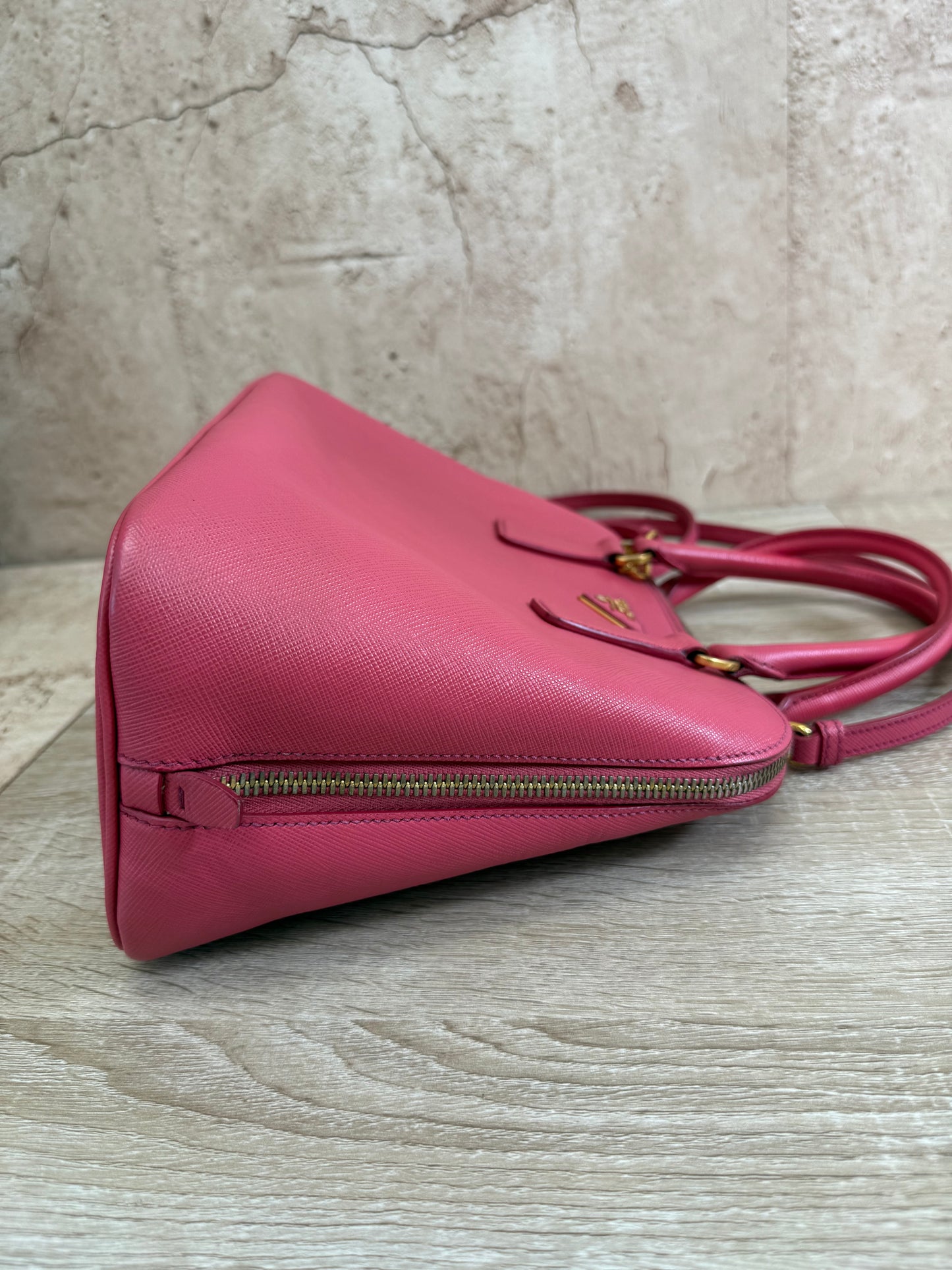 Prada Pink Saffiano Leather Dome 2way Bag