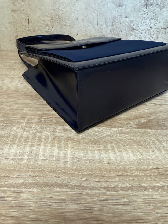 Saint Laurent YSL Vintage Navy Blue Leather Shoulder Bag