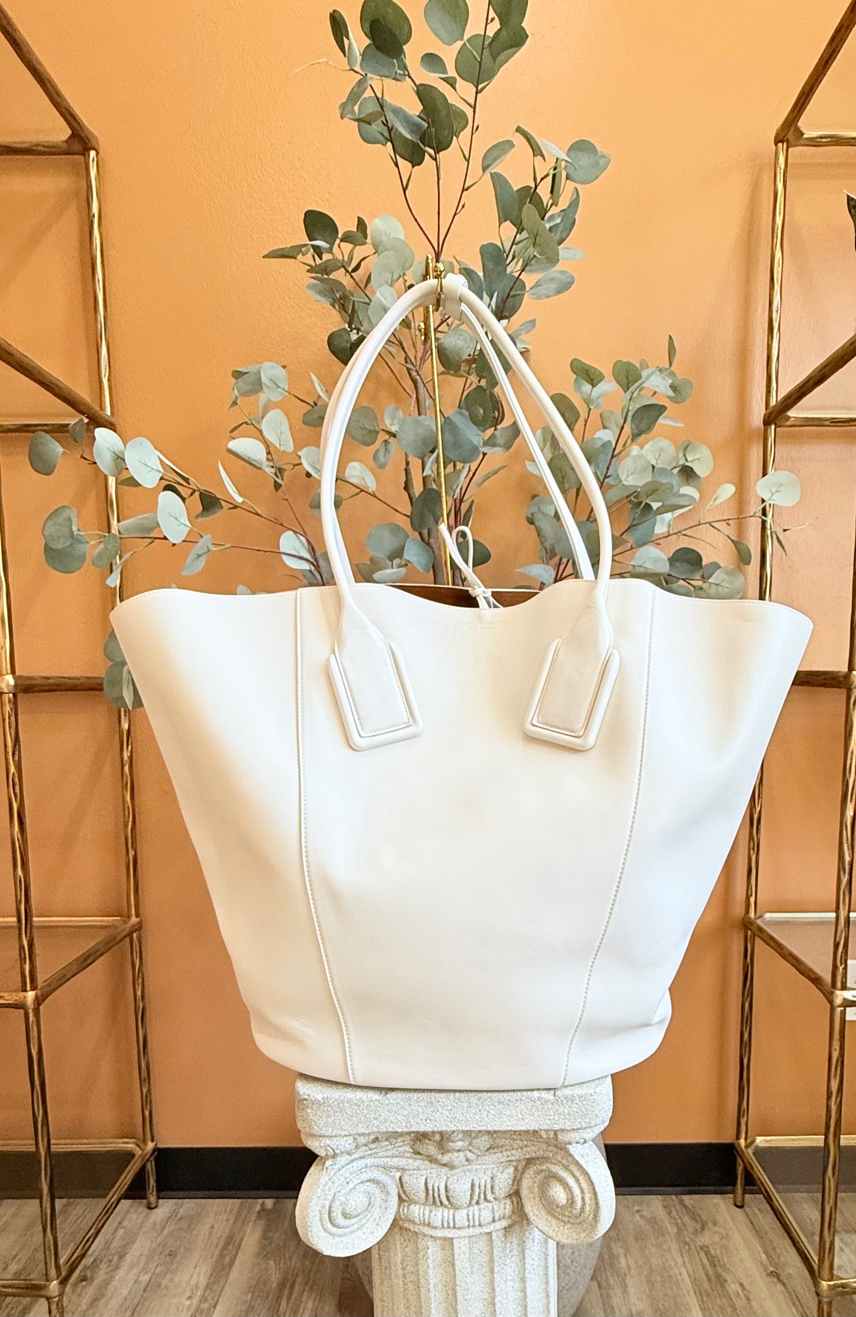 Bottega Veneta White Large Basket Beach Tote