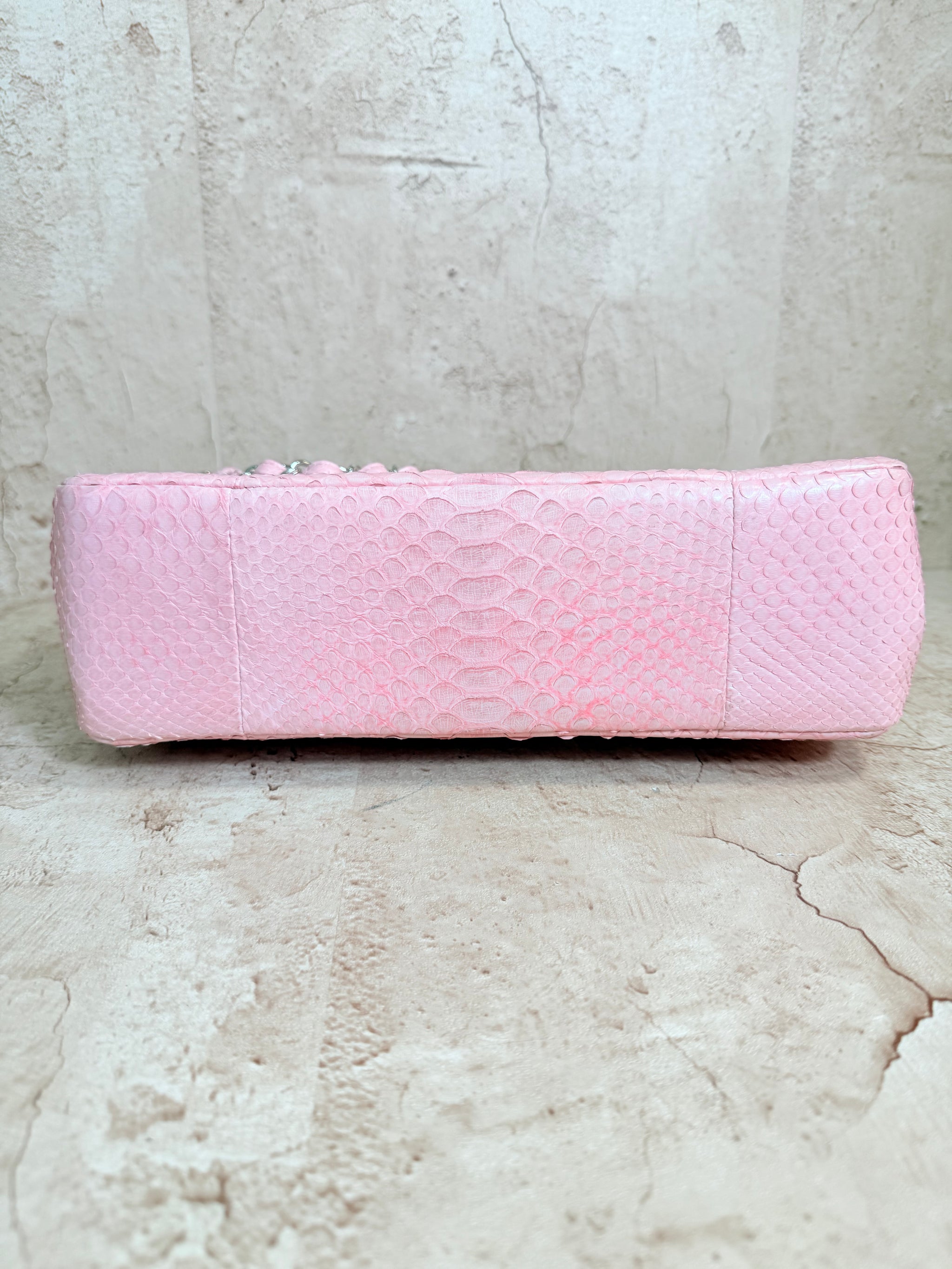 Chanel Pink Python Jumbo Double Flap Bag