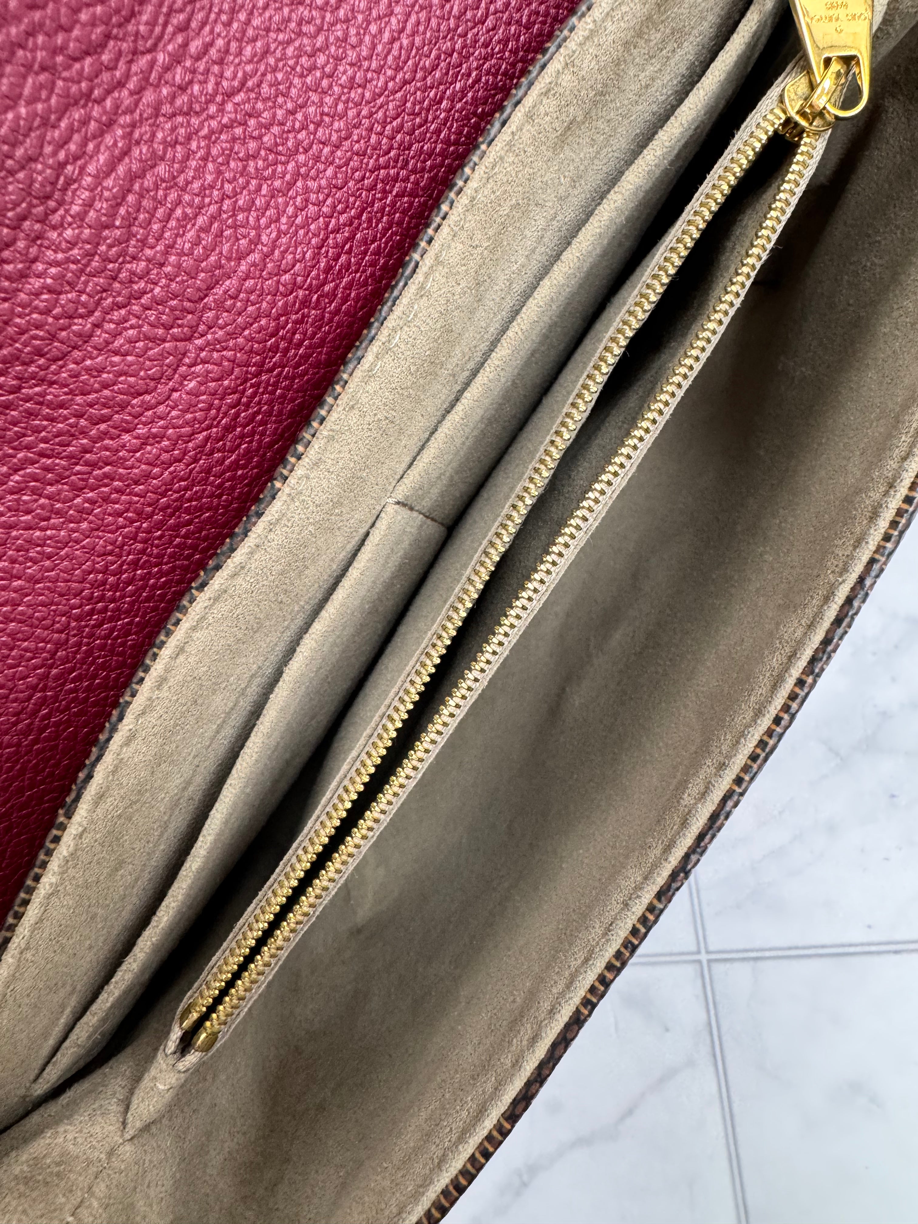 Louis Vuitton Burgundy Grained Leather Damier Ebene Clapton Crossbody PM