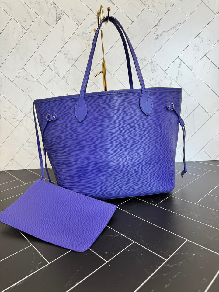 Louis Vuitton Purple Epi Leather Neverfull MM with Pouch