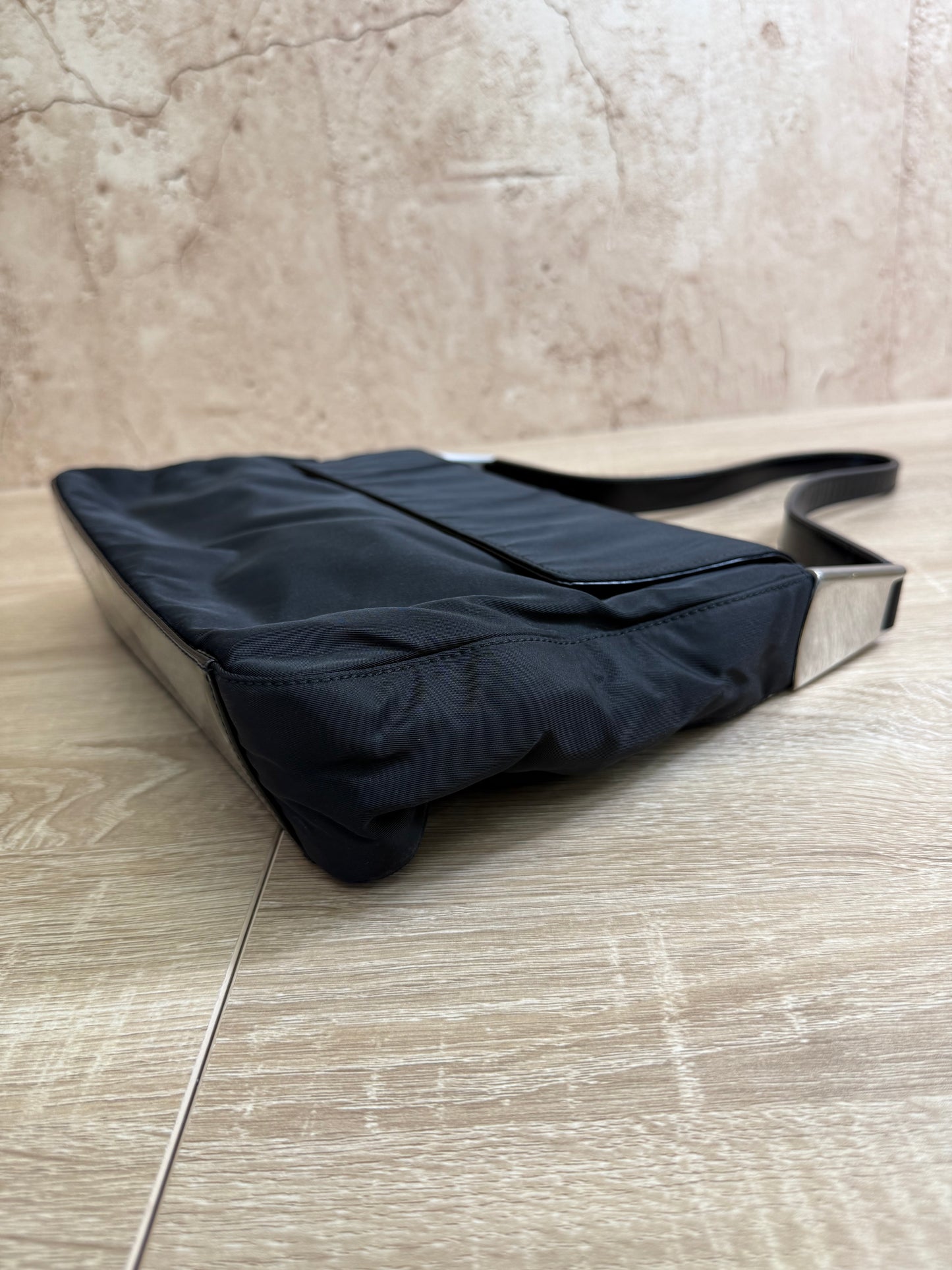 Prada Black Nylon & Leather Shoulder Bag