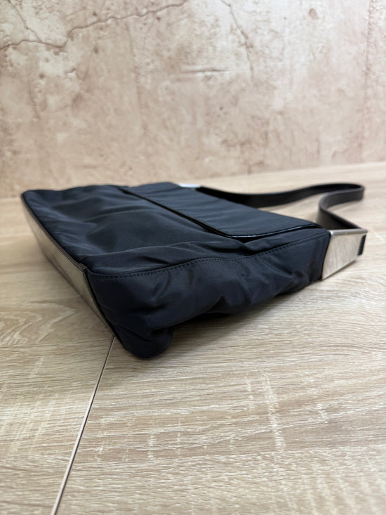 Prada Black Nylon & Leather Shoulder Bag