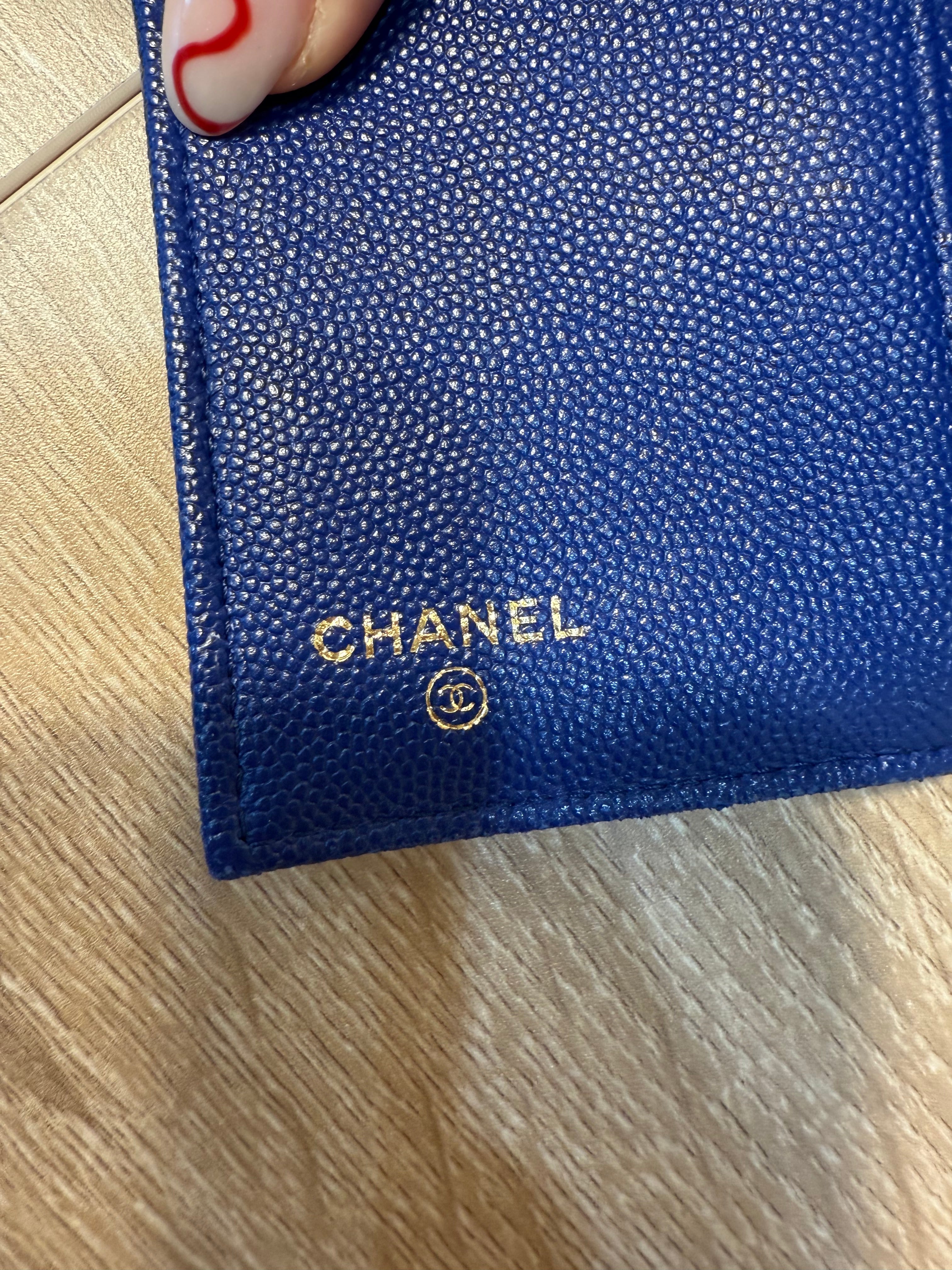 Chanel Royal Blue Caviar Compact Wallet