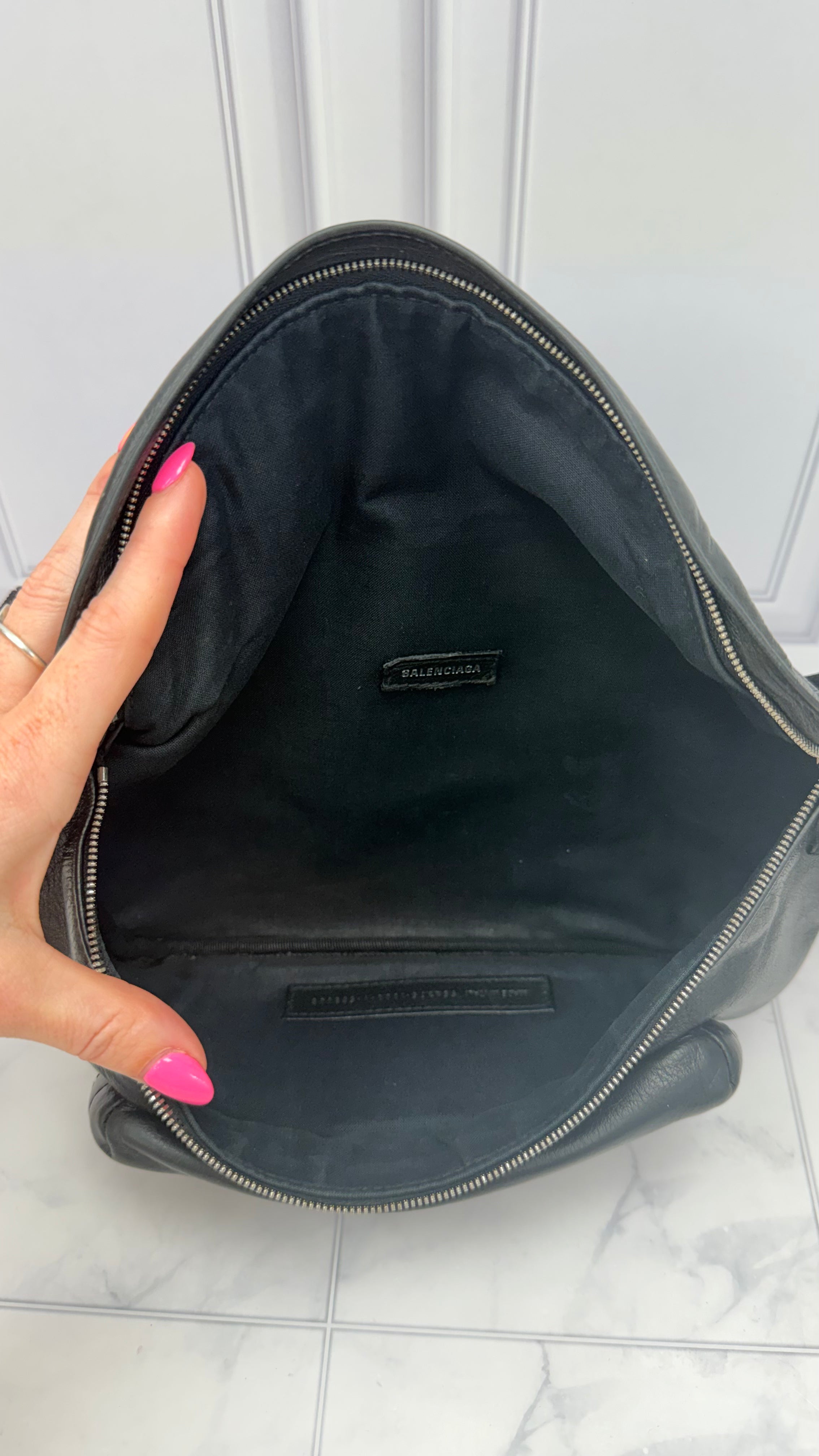 Balenciaga Black Leather Bum Bag