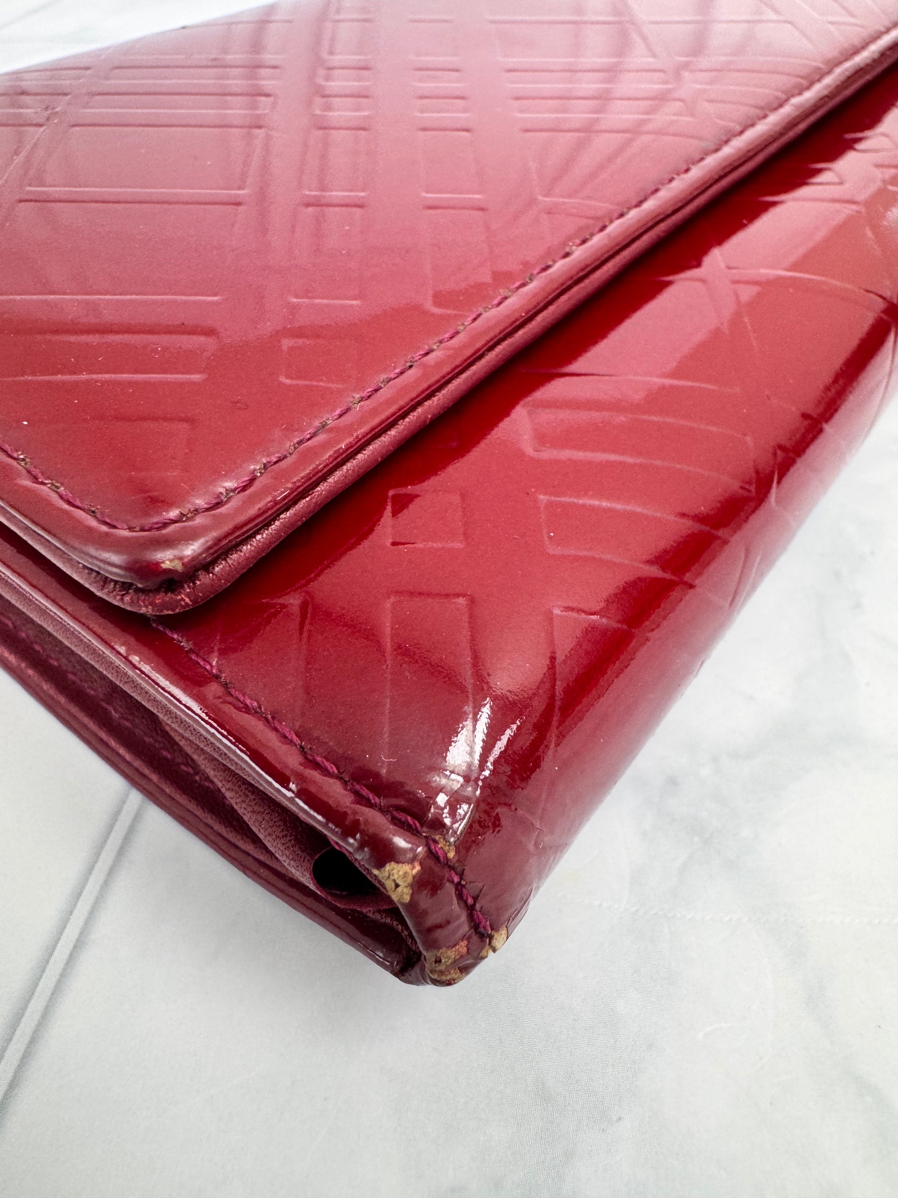 Burberry Red Patent Leather Long Wallet