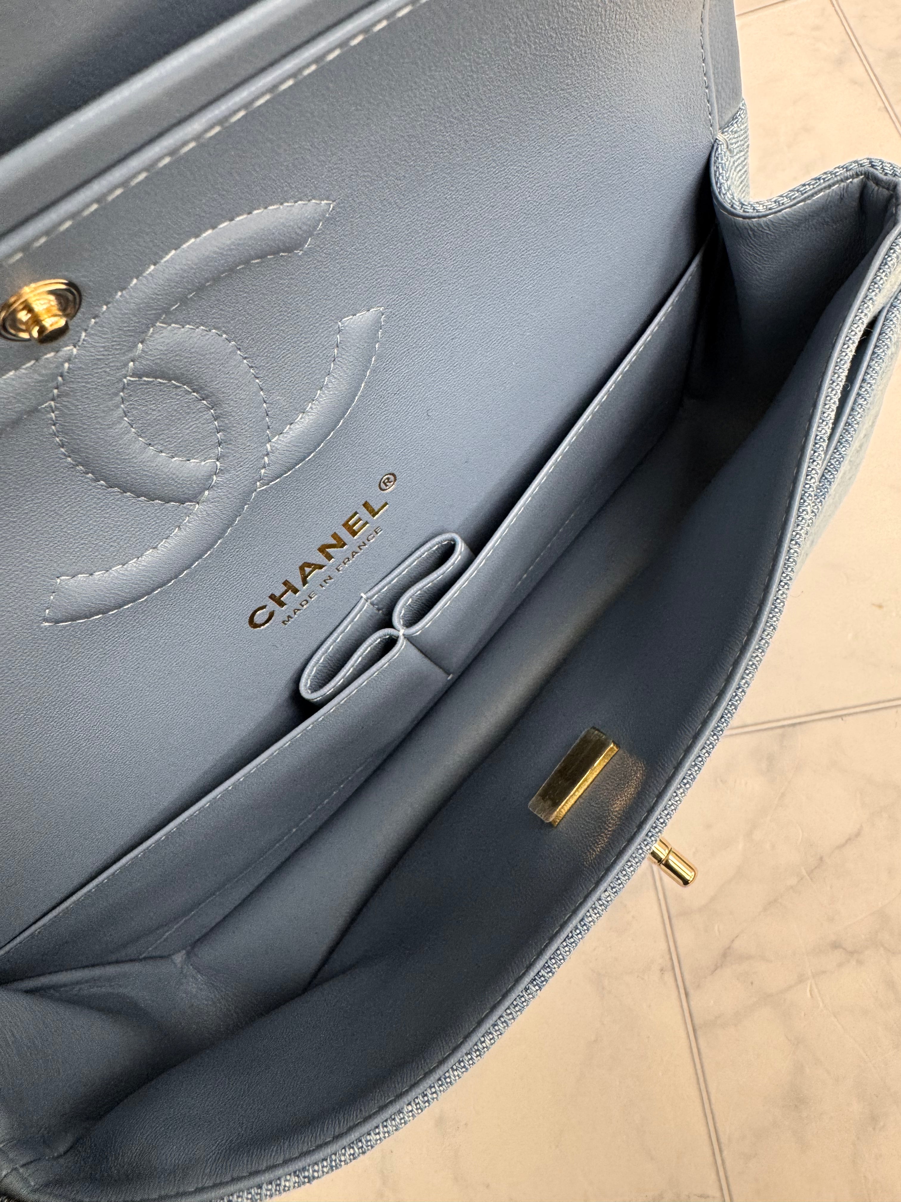 LIKE NEW - Chanel Blue Denim Classic Medium Flap Bag