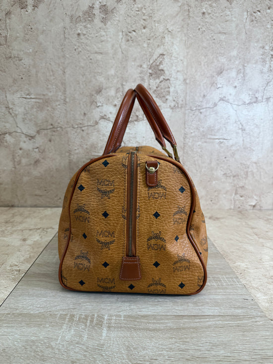 MCM Brown Leather Boston Bag