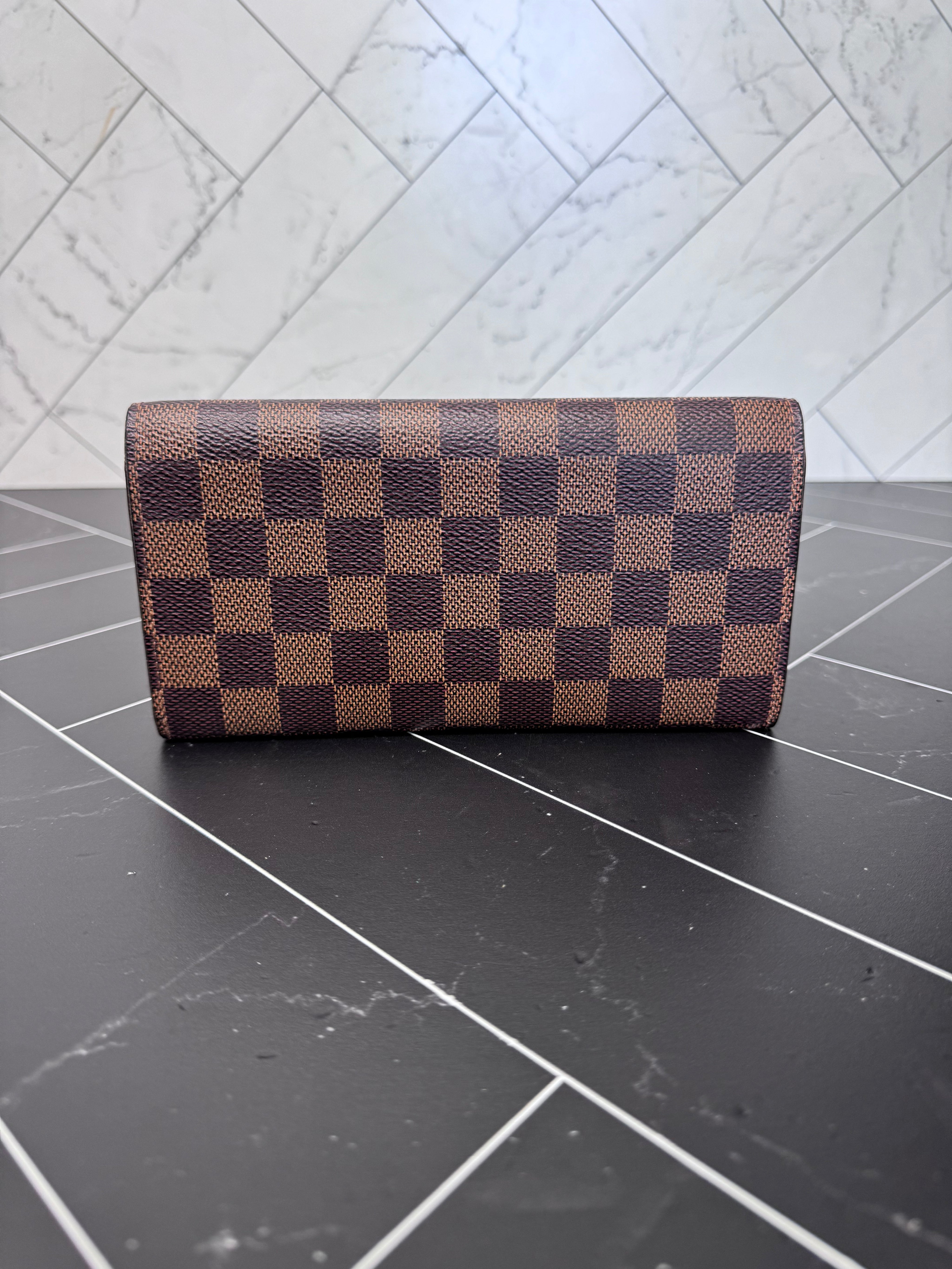 Louis Vuitton Damier Ebene & Red Emilie Wallet