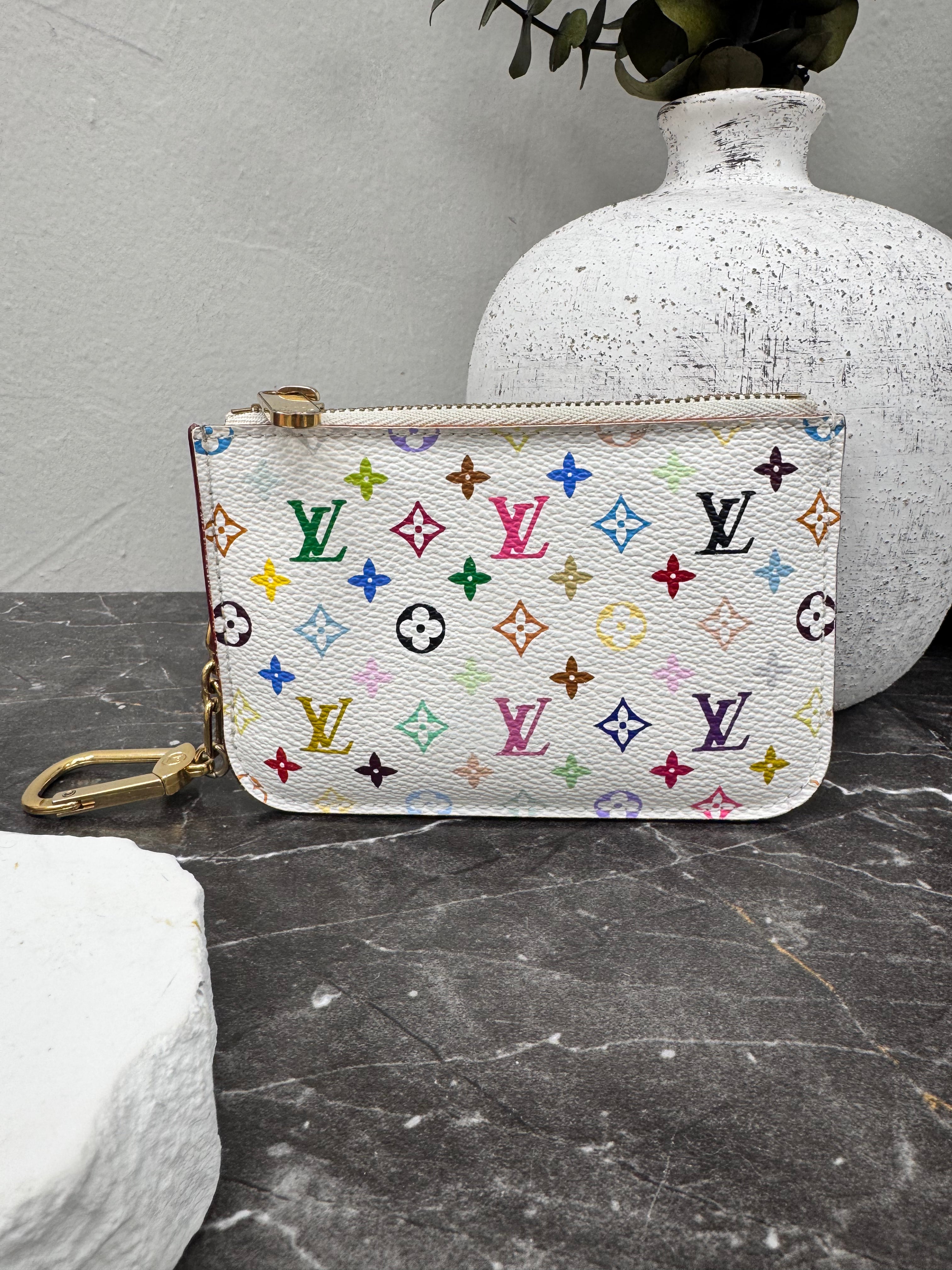 Louis Vuitton White Multicolor Pochette Key Cles