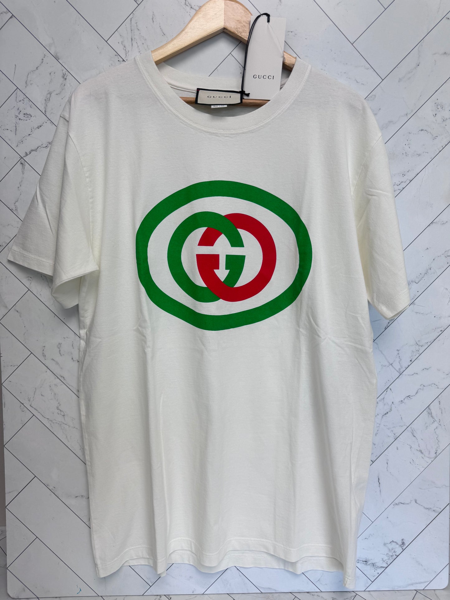 BRAND NEW- Gucci White Interlocking G Logo T-Shirt Size Medium