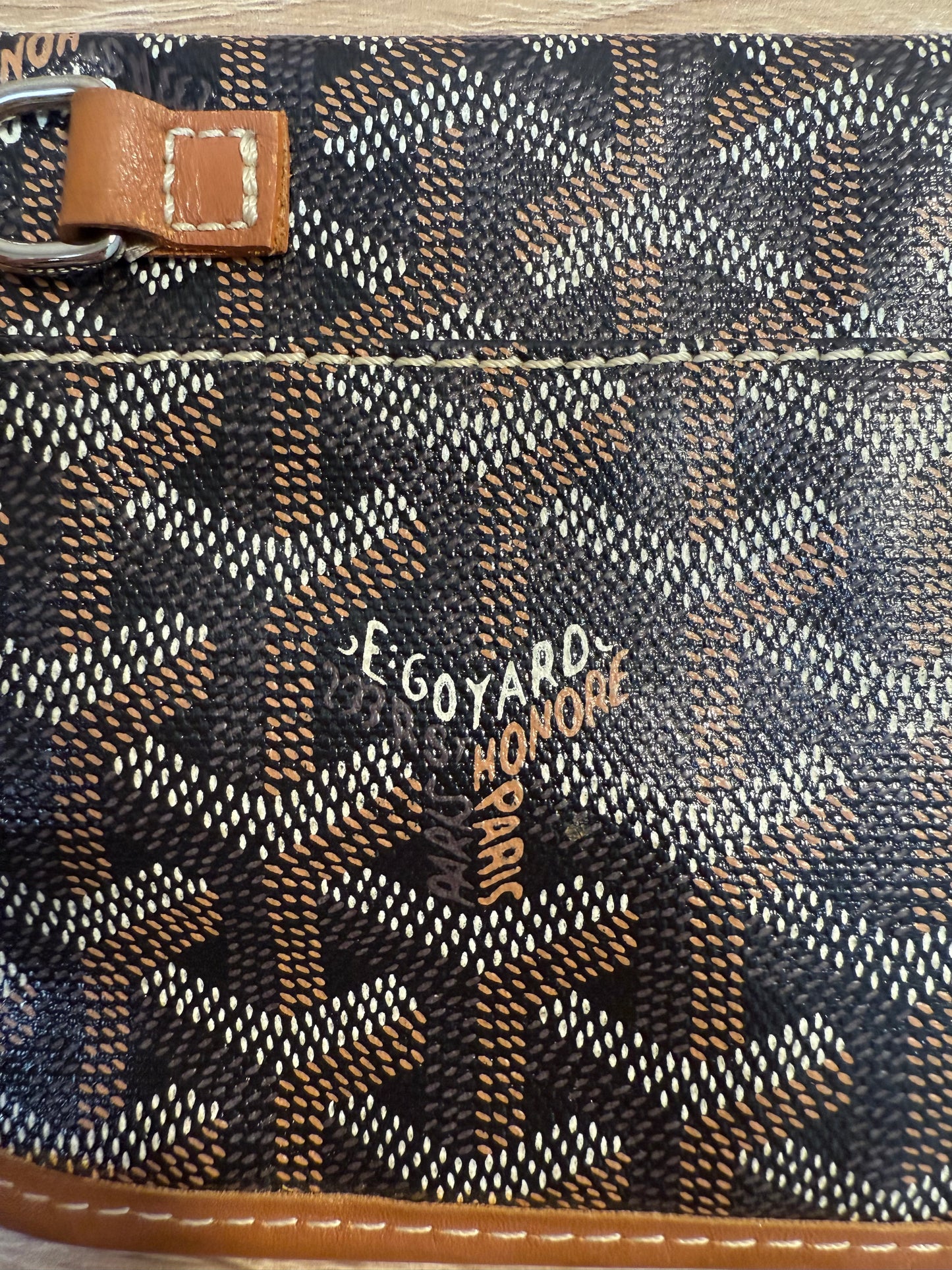 Goyard Black & Brown  Goyardine Leather Pouch