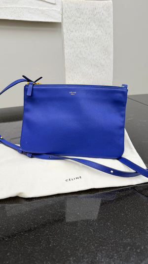 Celine Blue Leather Small Trio Crossbody