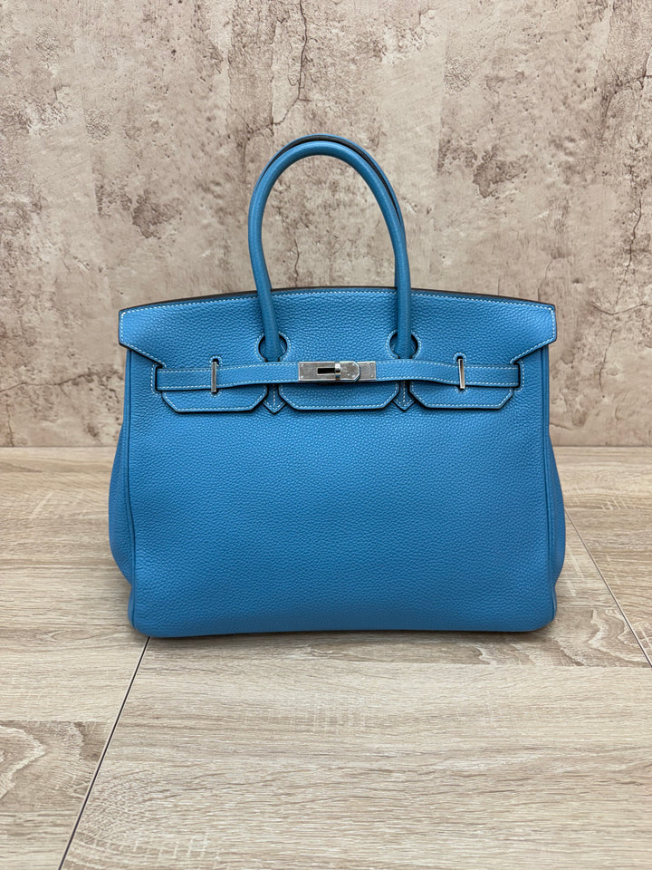 Hermes Blue Jean Togo Leather Birkin 35 with Palladium Hardware