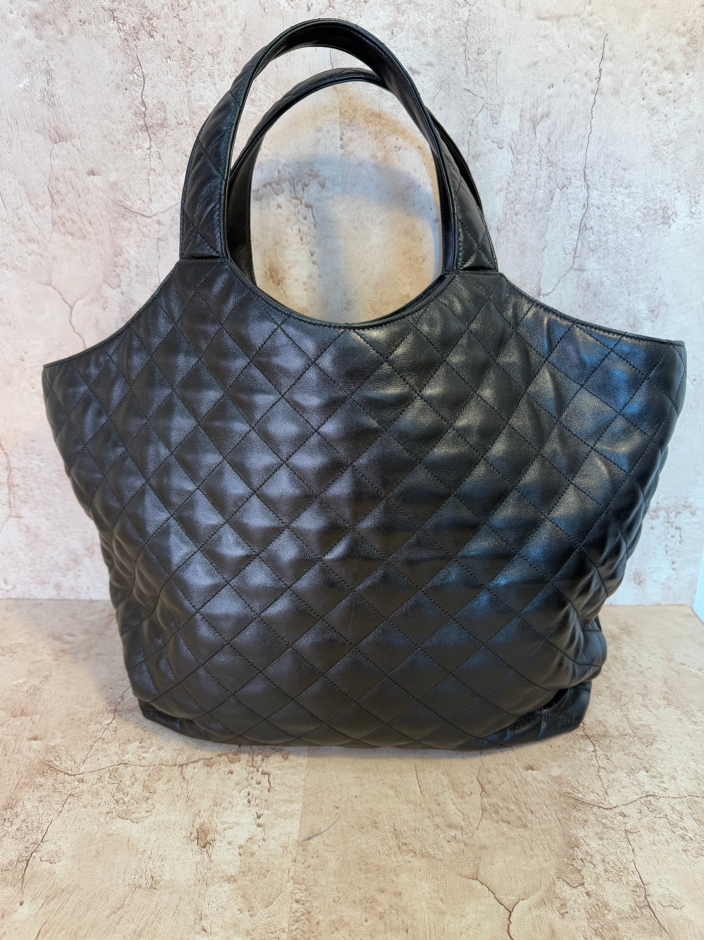 LIKE NEW- Saint Laurent YSL Black Quilted Leather Icare Maxi Tote