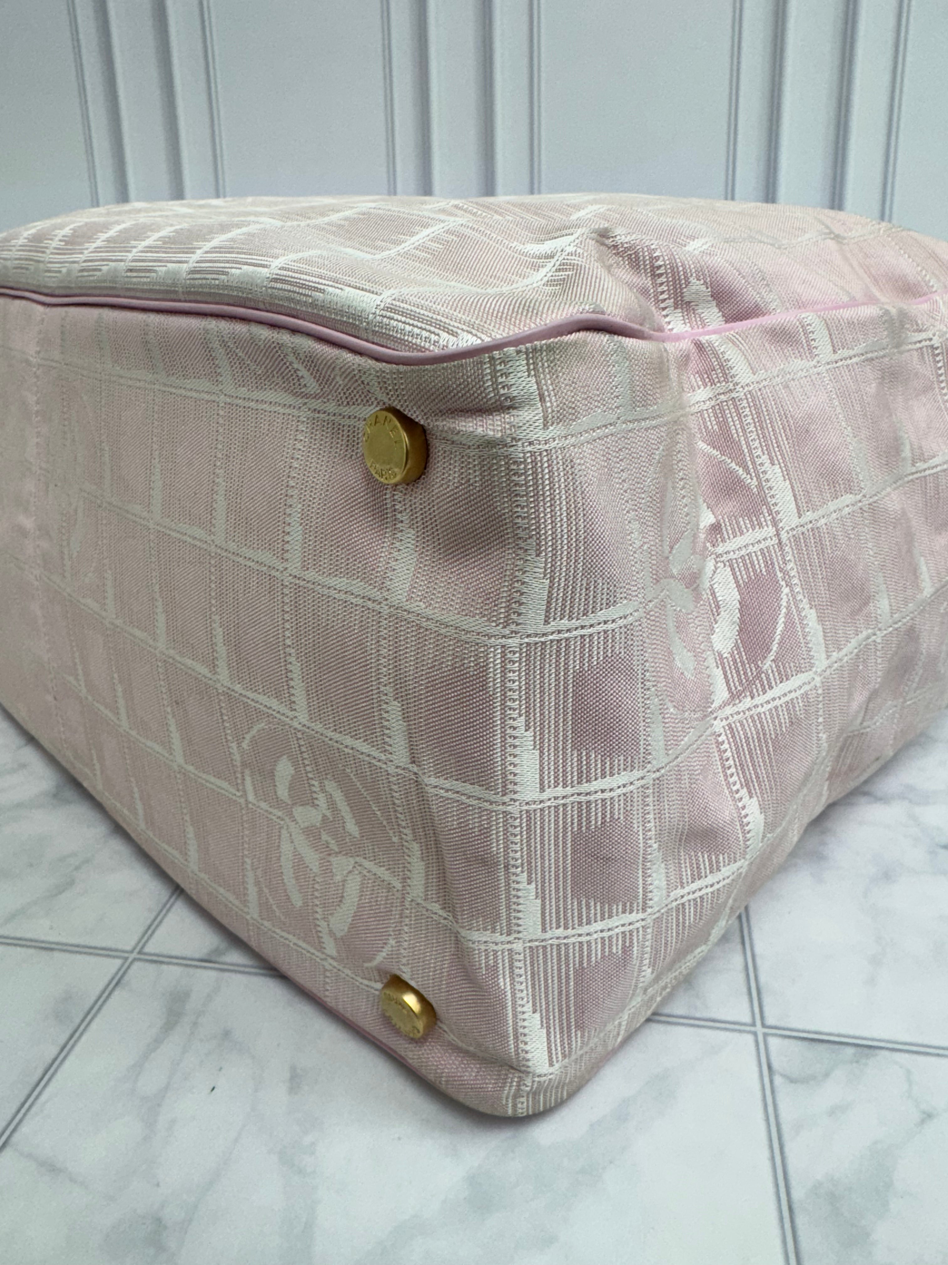 Chanel Pink Nylon Travel Line Tote Bag