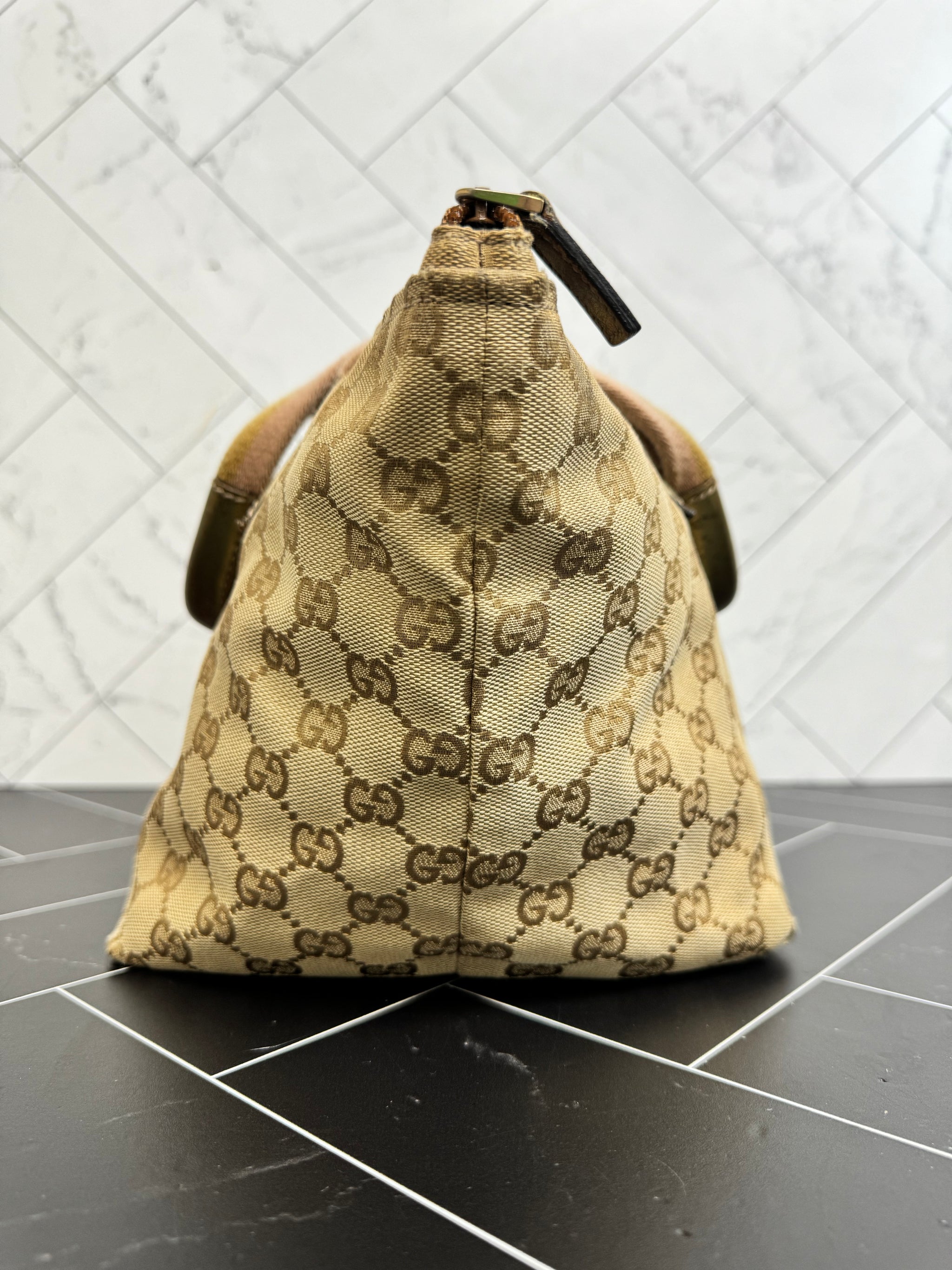 Gucci Beige Canvas Sherry Line Hand Bag