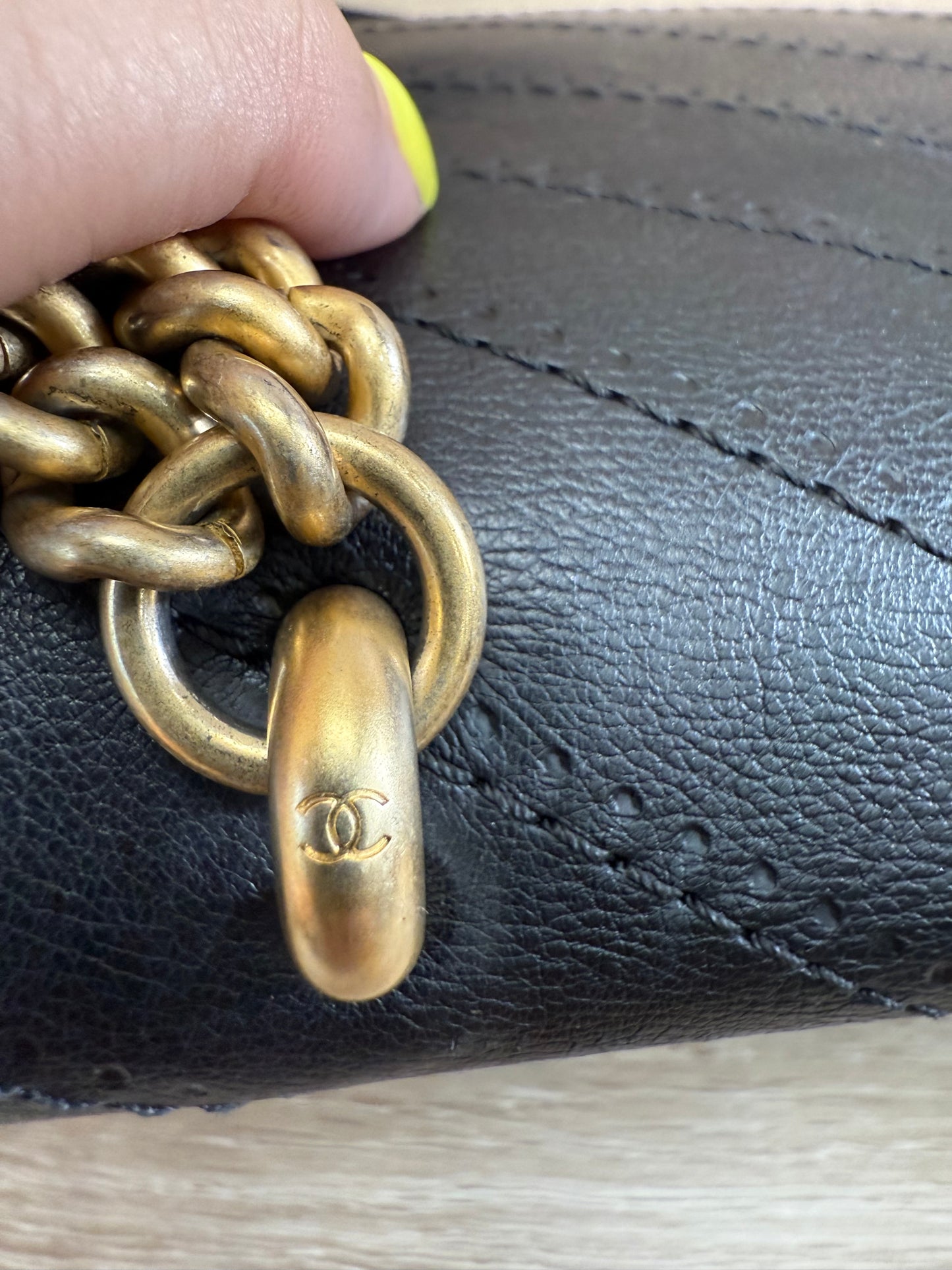 Chanel Black Lambskin V Stitch 2Way Bag