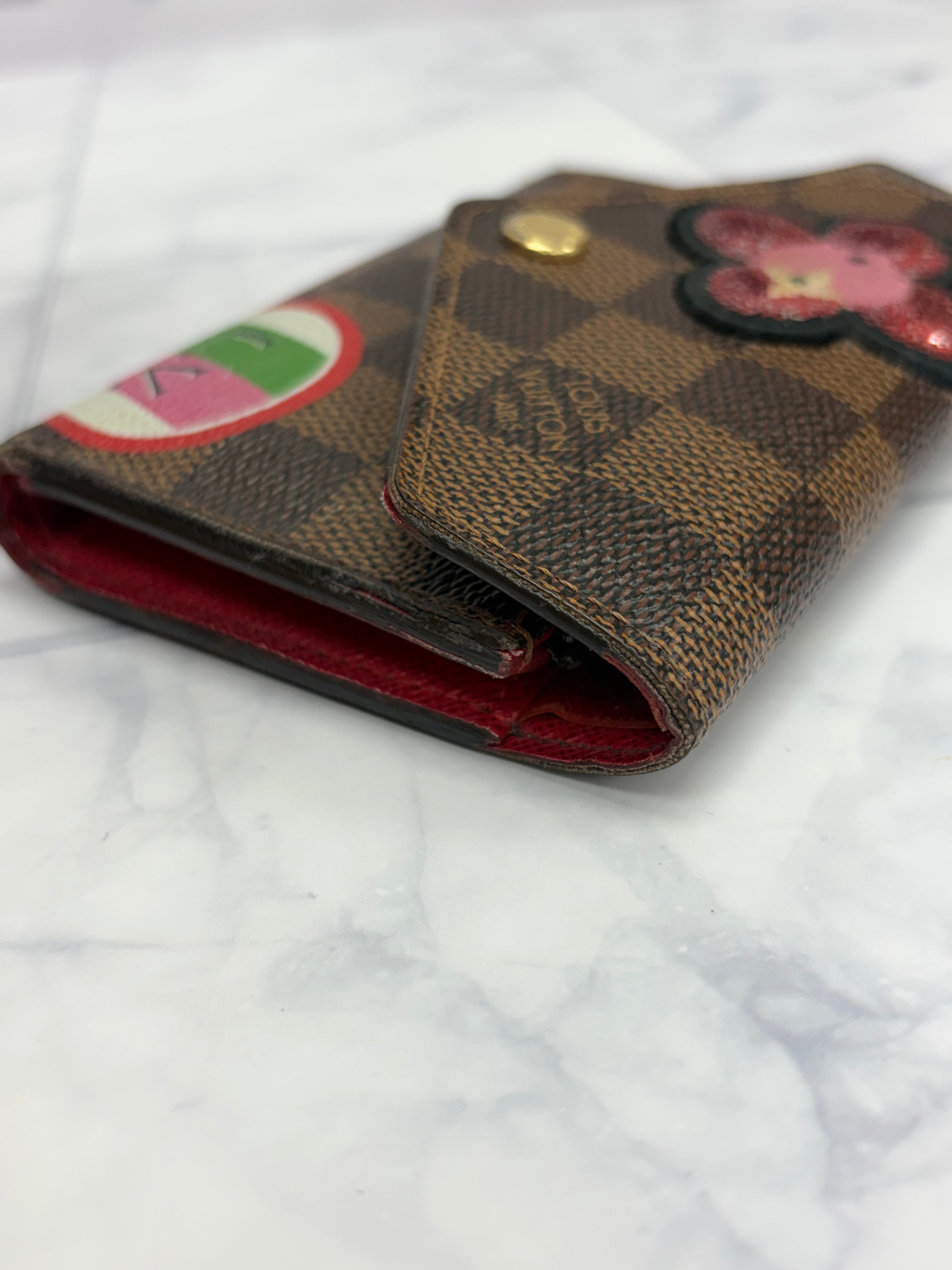 Louis Vuitton Damier Ebene Stories Patches Victorine Wallet
