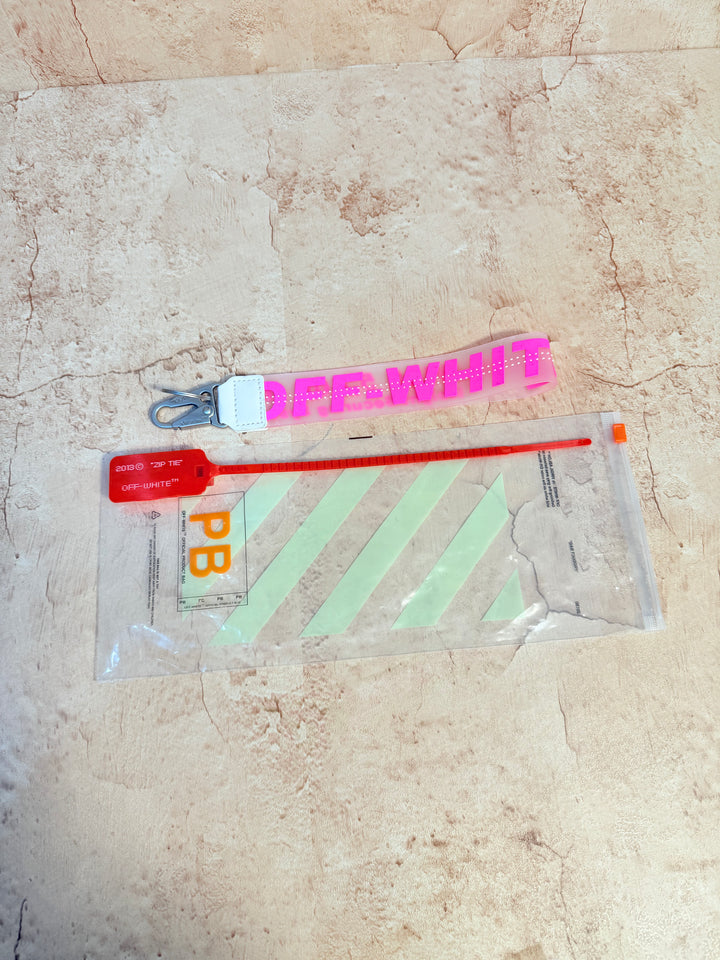 BRAND NEW Off-White Pink Zip Tie Keychain