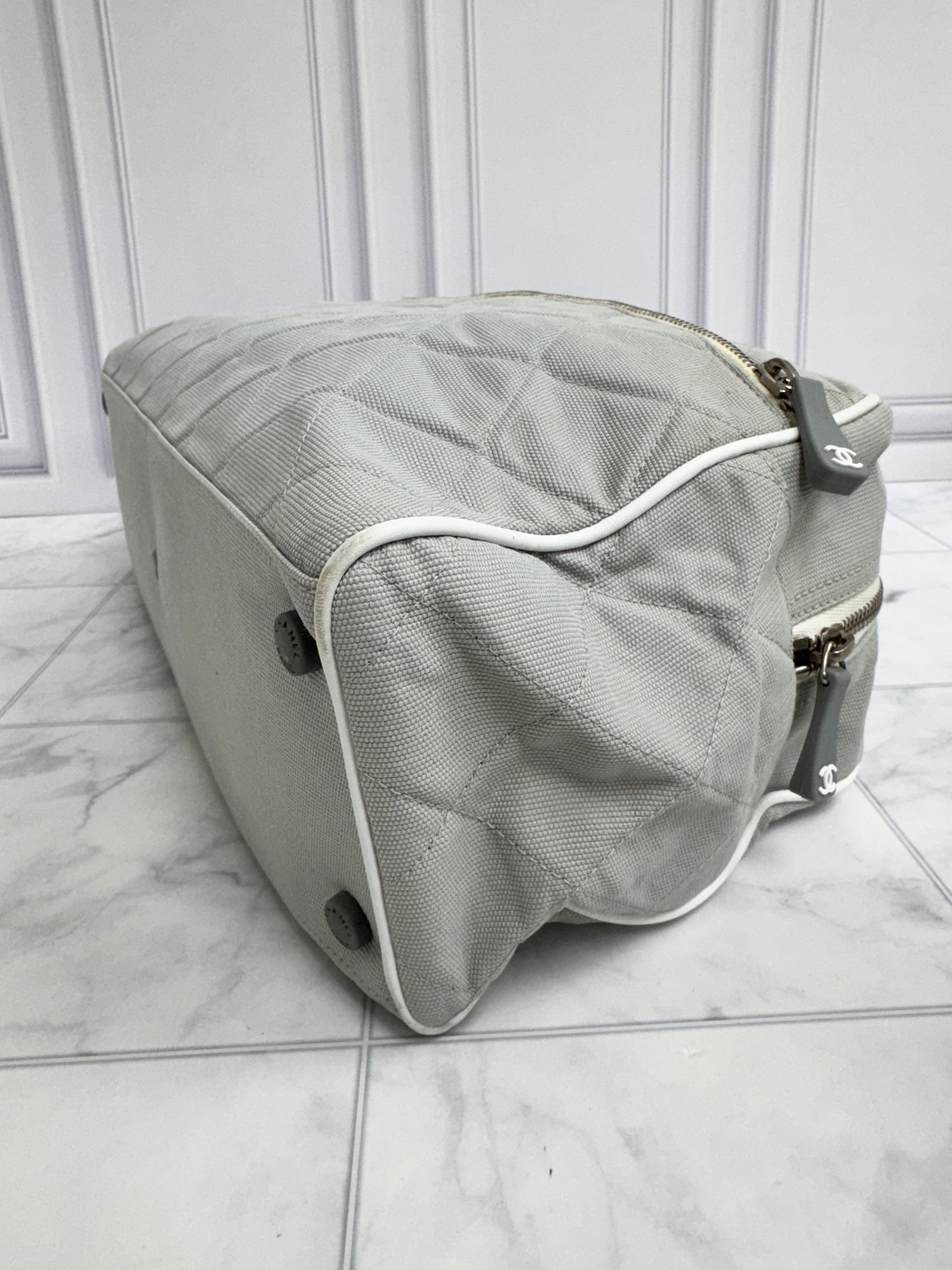 Chanel Grey Canvas Sports Line Boston Medium Hand Bag