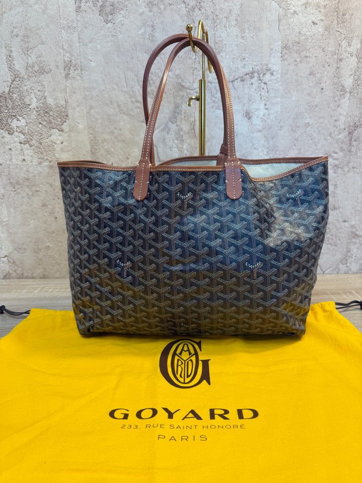 Goyard Black & Brown Goyardine Leather Saint Louis PM Tote