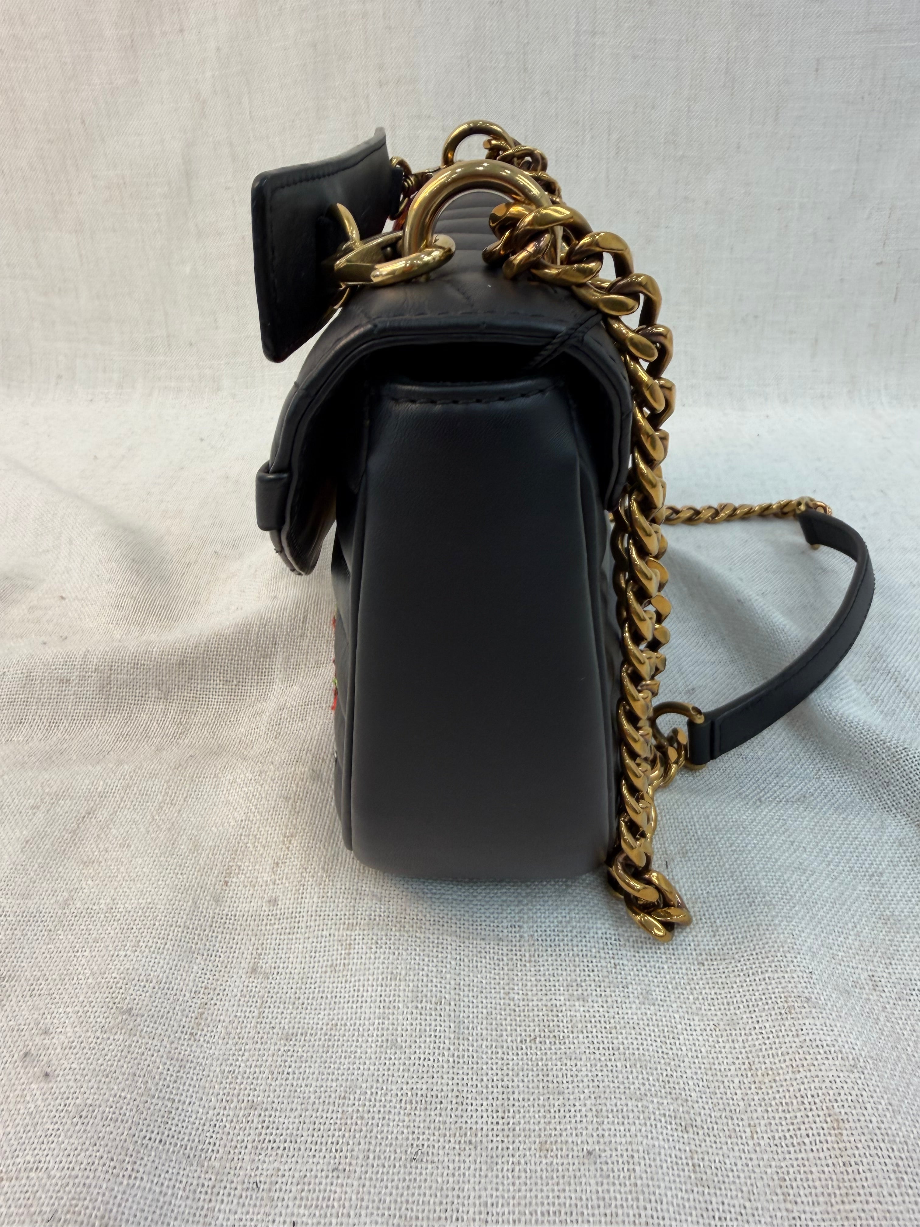 Louis Vuitton Black Leather New Wave Patches MM Chain Bag