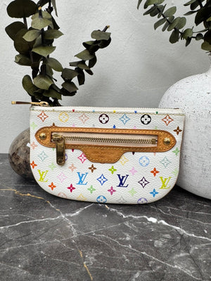 Louis Vuitton White Multicolor Pochette Plate MM Cles
