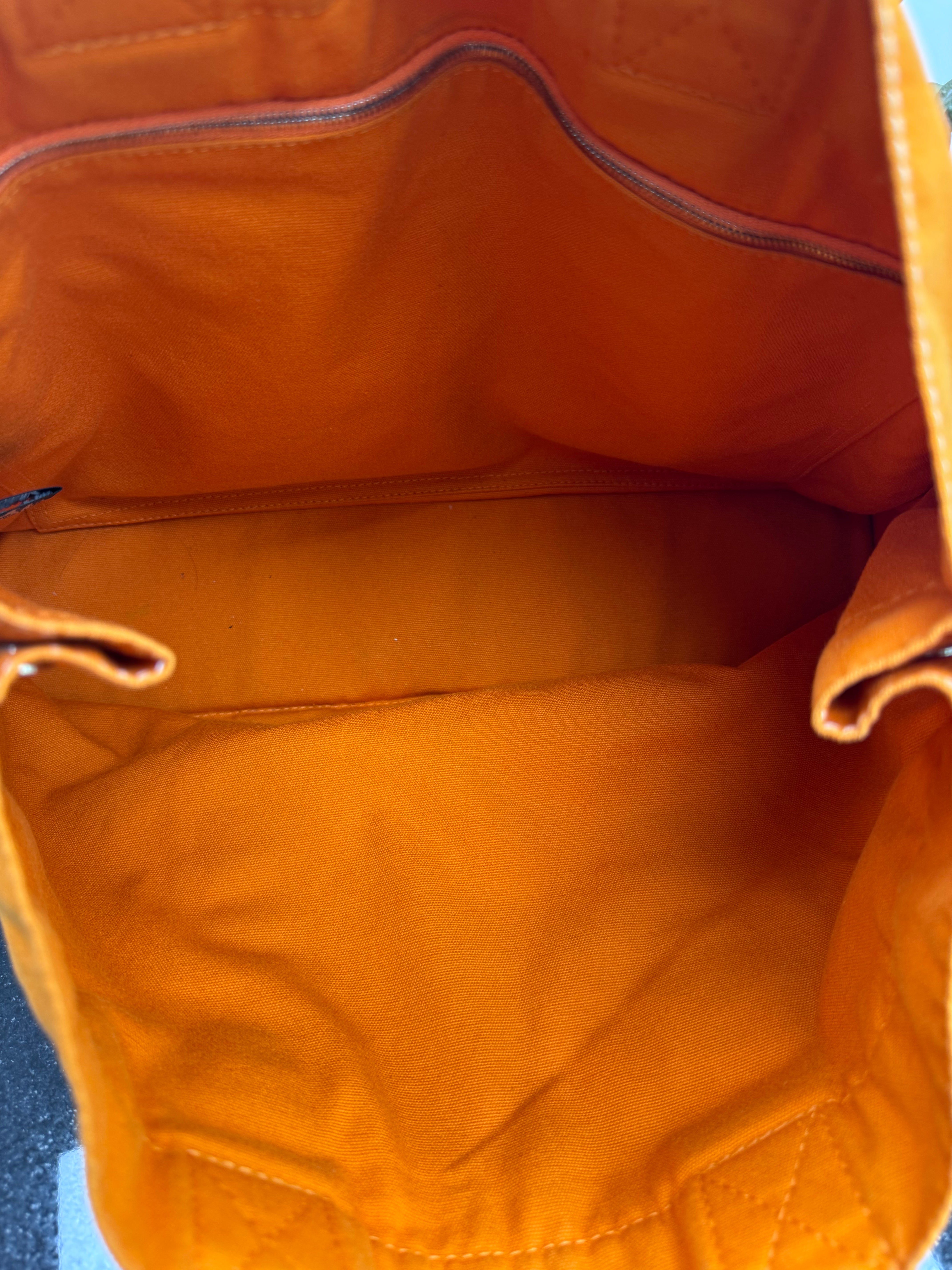 Hermes Orange Toile Canvas Fourre Tout Tote Bag MM