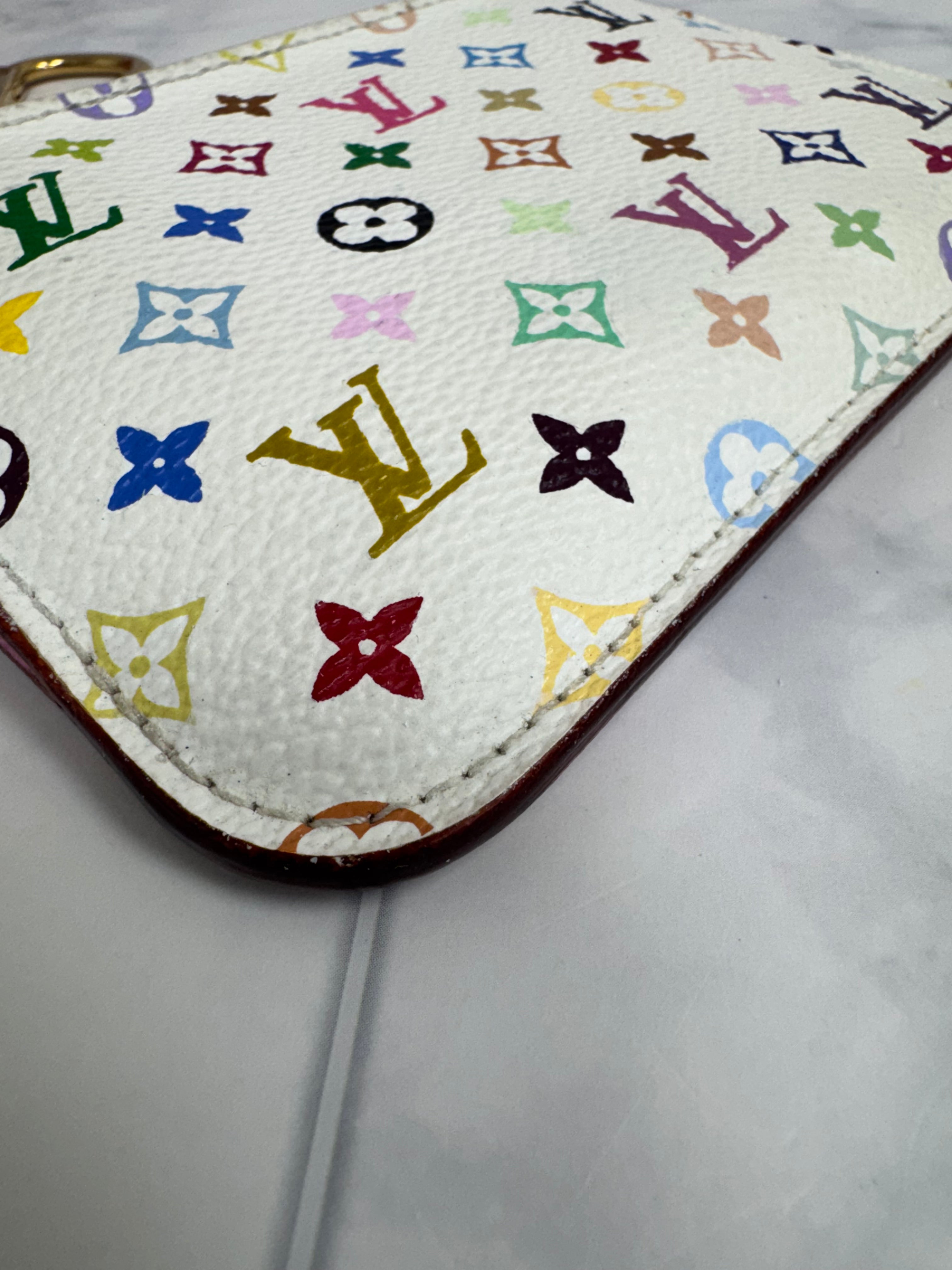 Louis Vuitton White Multicolor Pochette Key Cles
