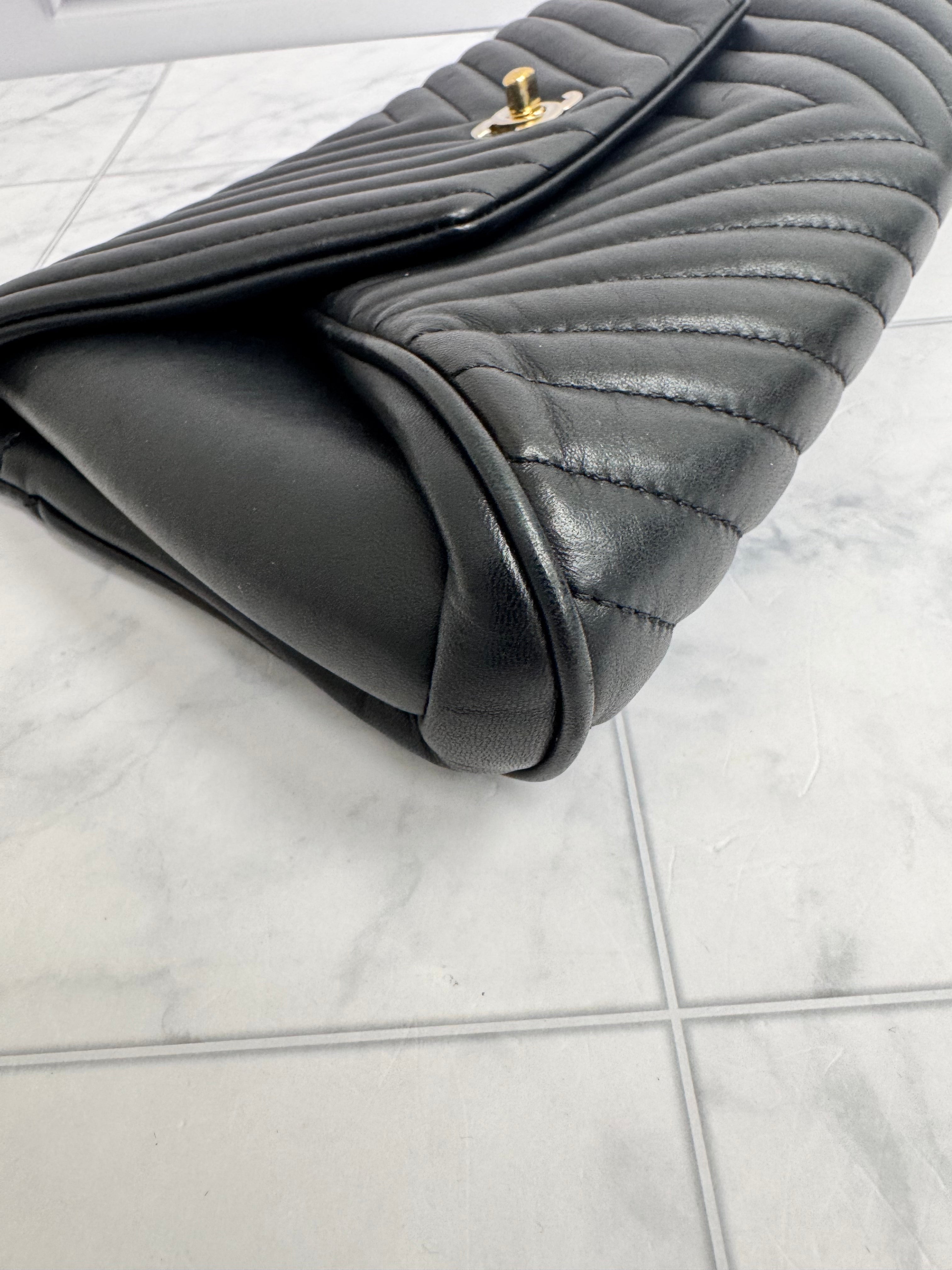 Chanel Black Quilted Leather Fold Up Again Clutch Bag