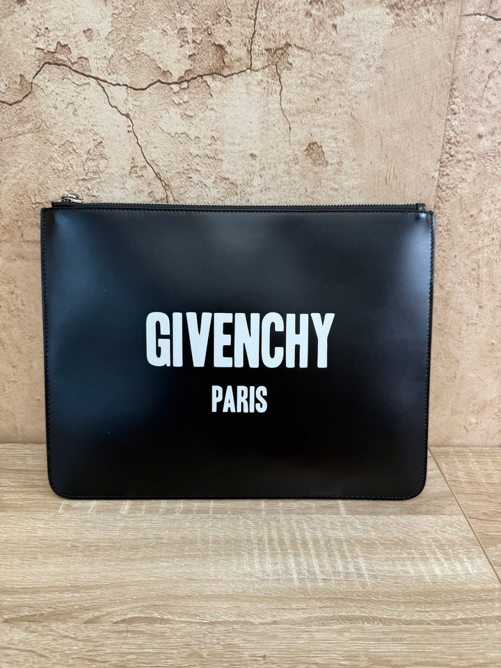 Givenchy Black Leather Zip Pouch