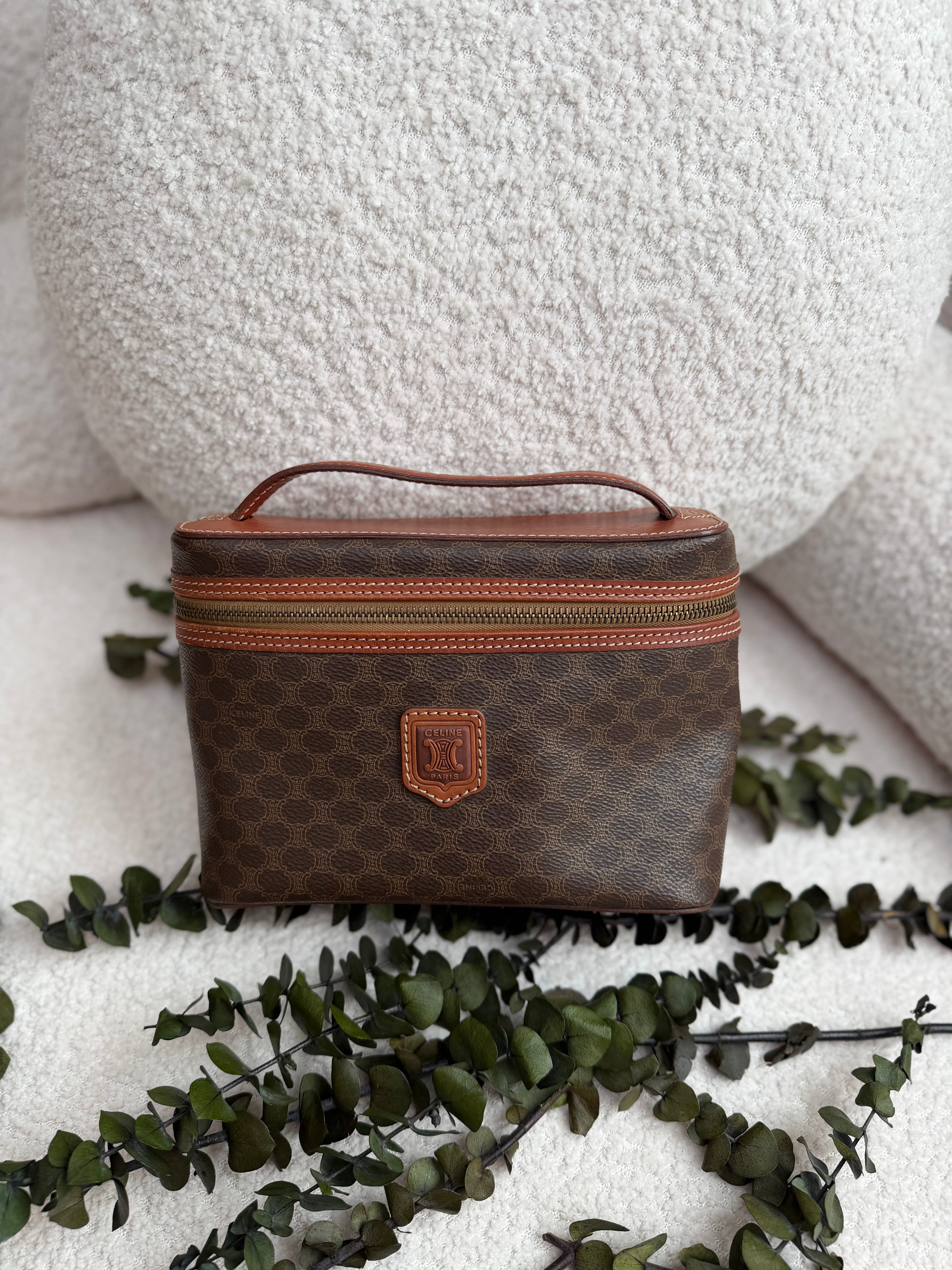 Celine Vintage Macadam Coated Canvas Vanity Bag