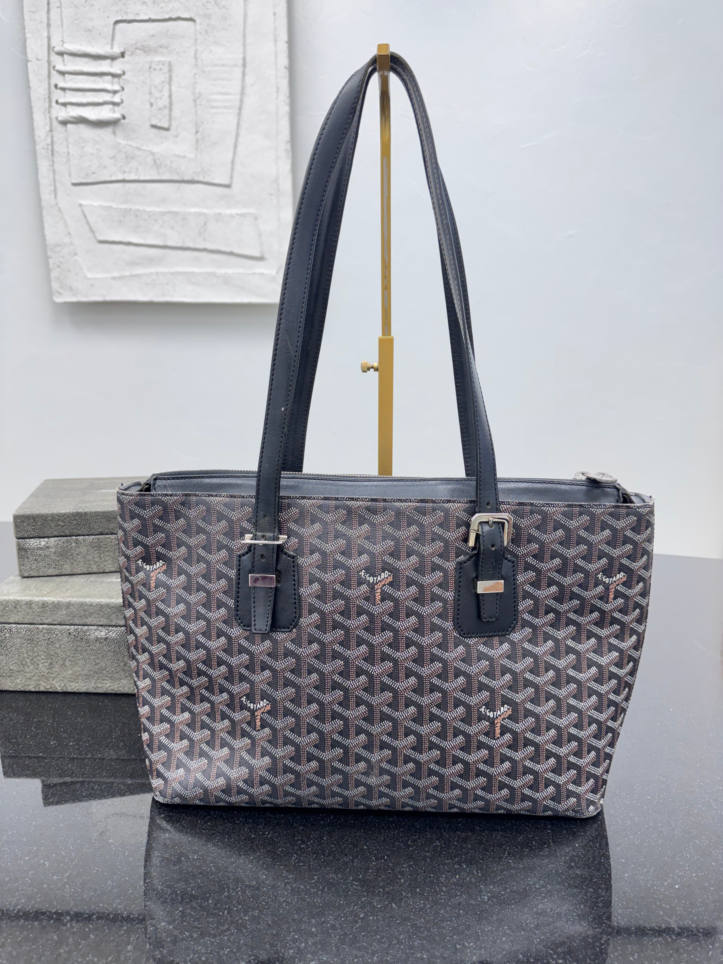 Goyard Black Goyardine Coated Canvas Okinawa PM Tote Bag