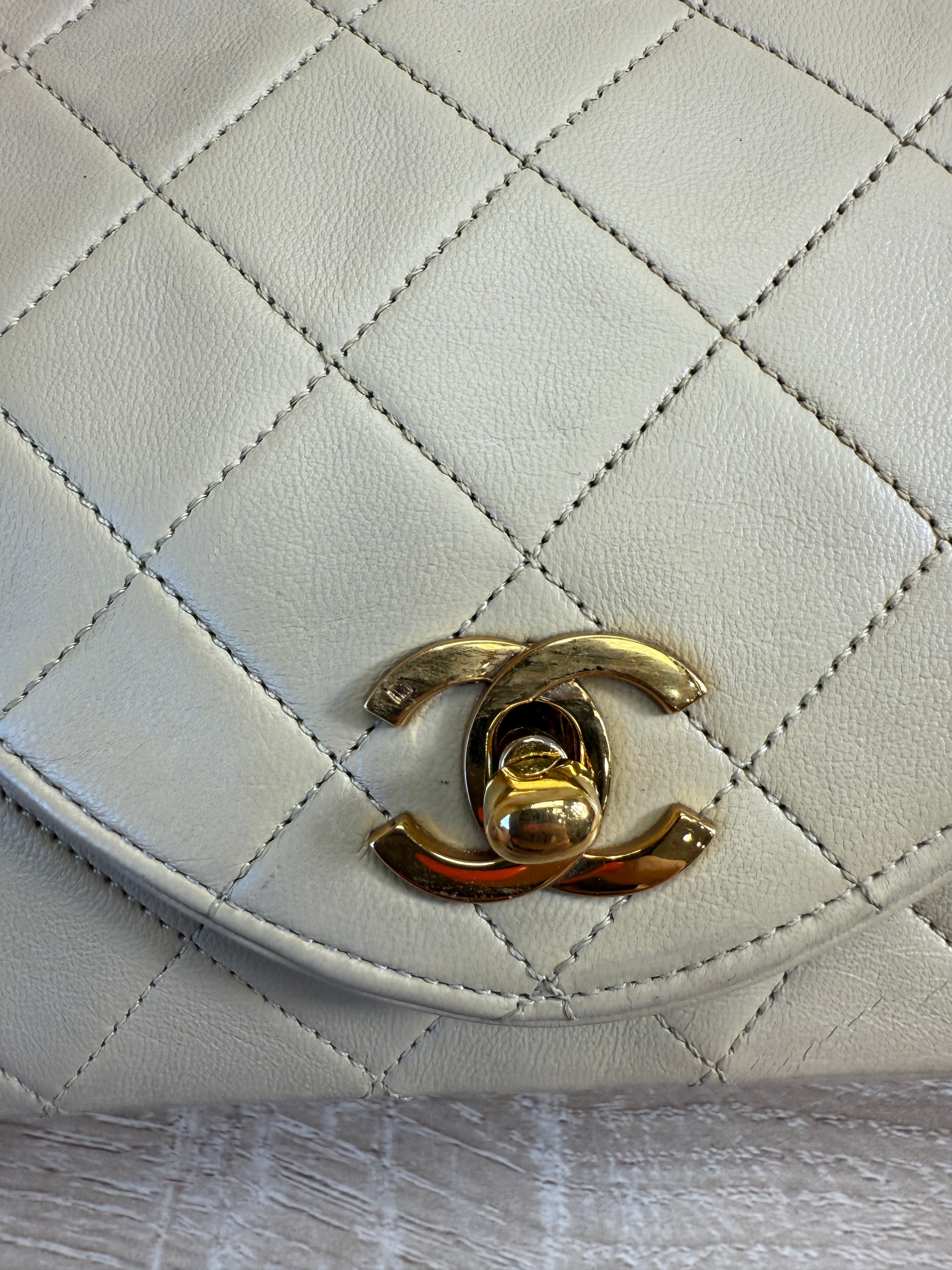 Chanel Beige Lambskin Flap Bag